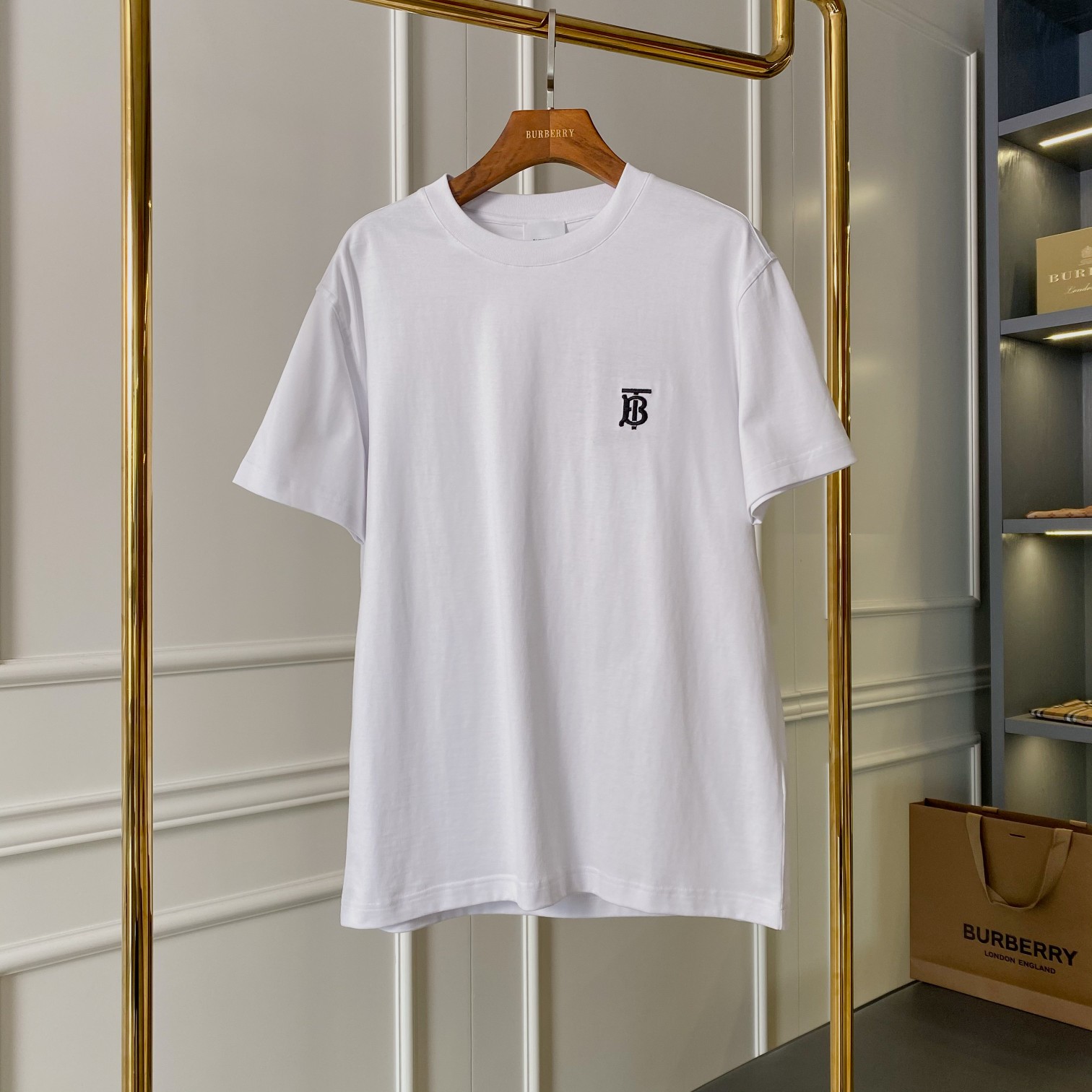Burberry men BBR Burberry exclusive logo embroidered pattern cotton loose short-sleeved T-shirt — Premium Replica