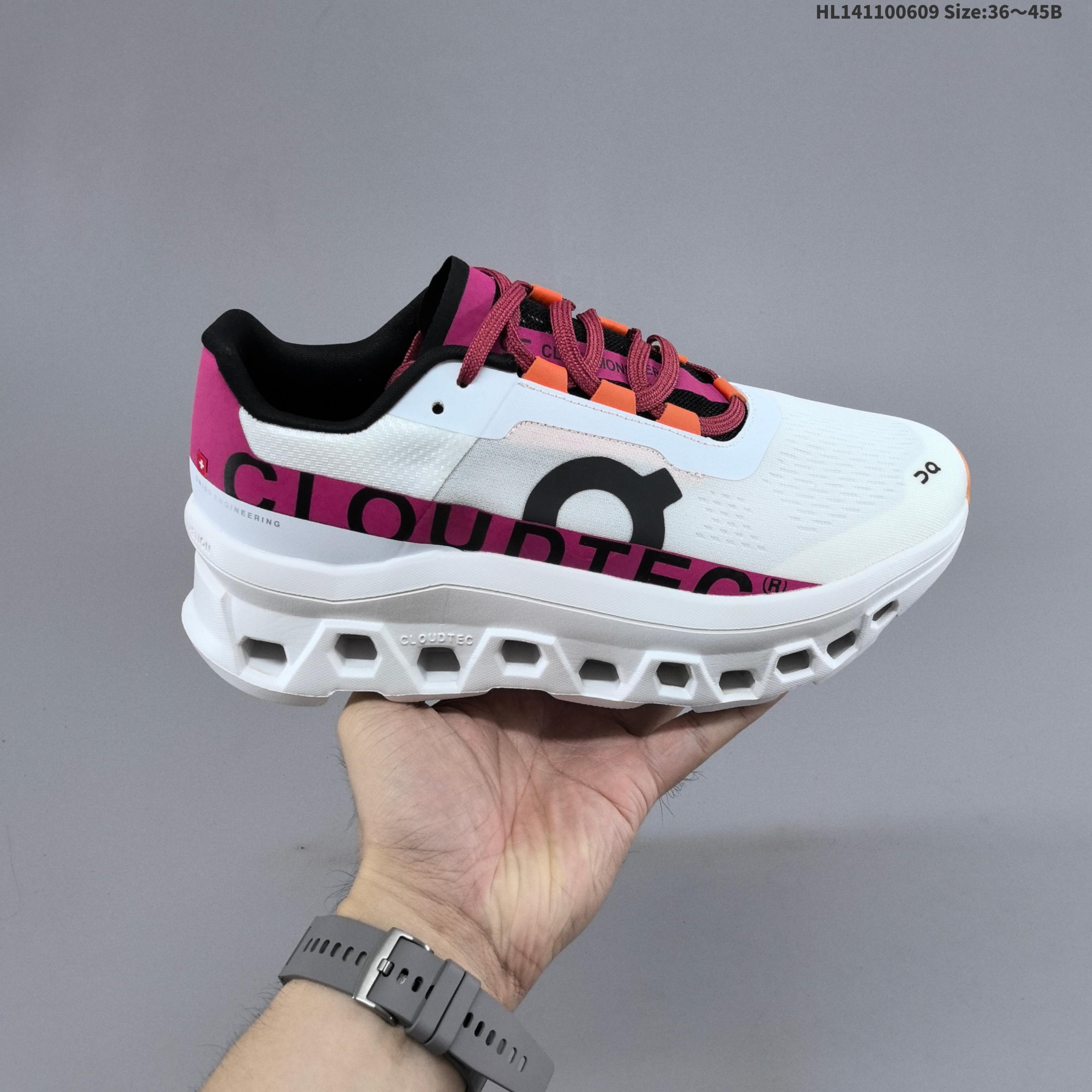On Cloudmonster Void White Magenta Orange Black EU 36-45 Running Shoe Running Sneakers Unisex BS-69492
