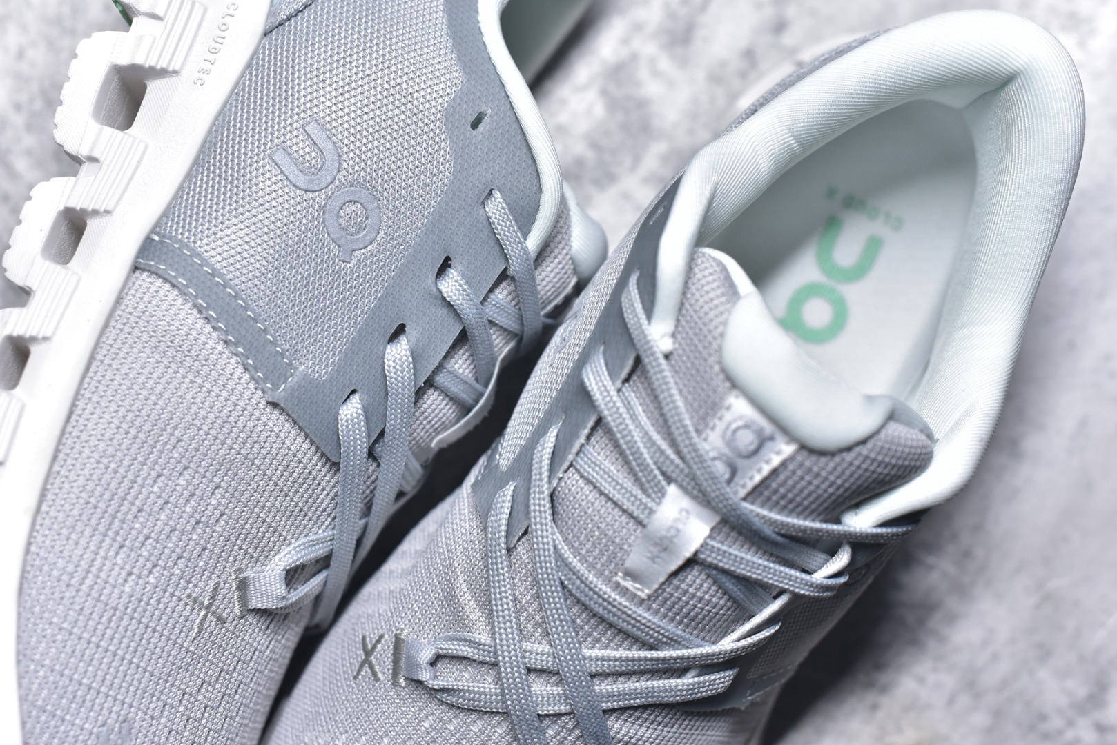 On Cloud X4 Grey White Mint Running Shoe Running Sneakers BS-59772