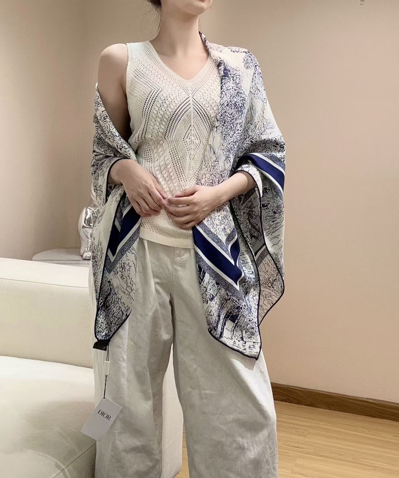 Dior scarf 𝐃𝐈𝐎𝐑 𝟐𝟓 Autumn and Winter New "Scottish Jouy Scarf" — AAA Quality Replica