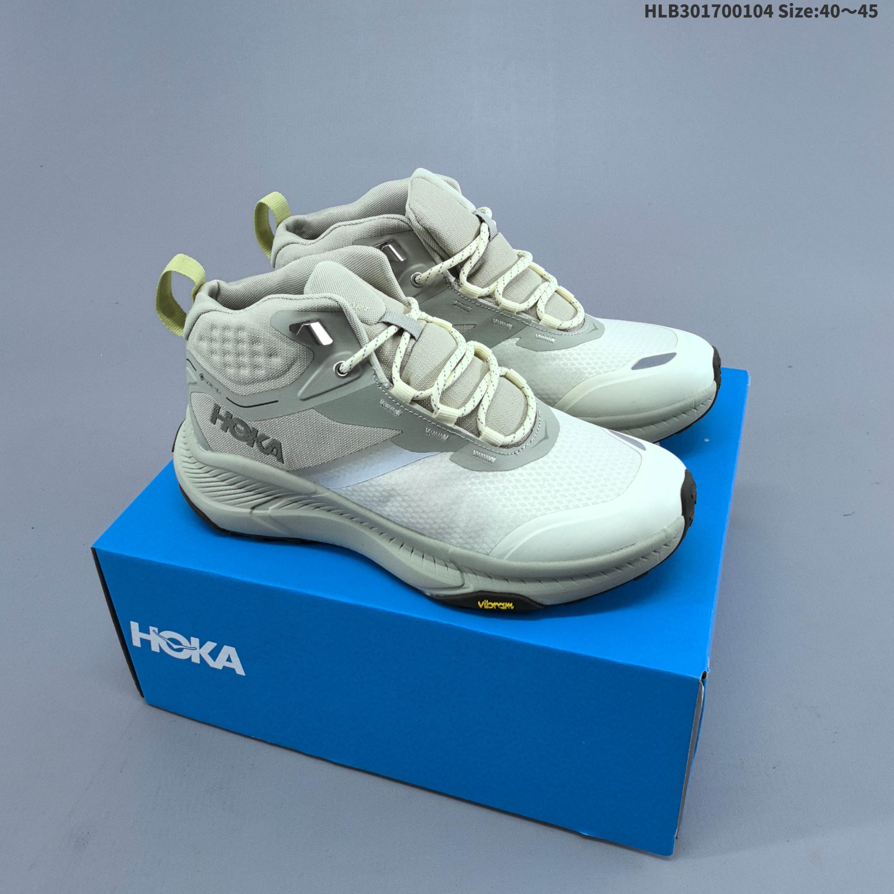 HOKA ONE ONE Transport Hike GTX Light Grey Off White Pale Yellow Black EU 40-45 Trail Shoe Trail Running Sneakers - Men s BS-69412