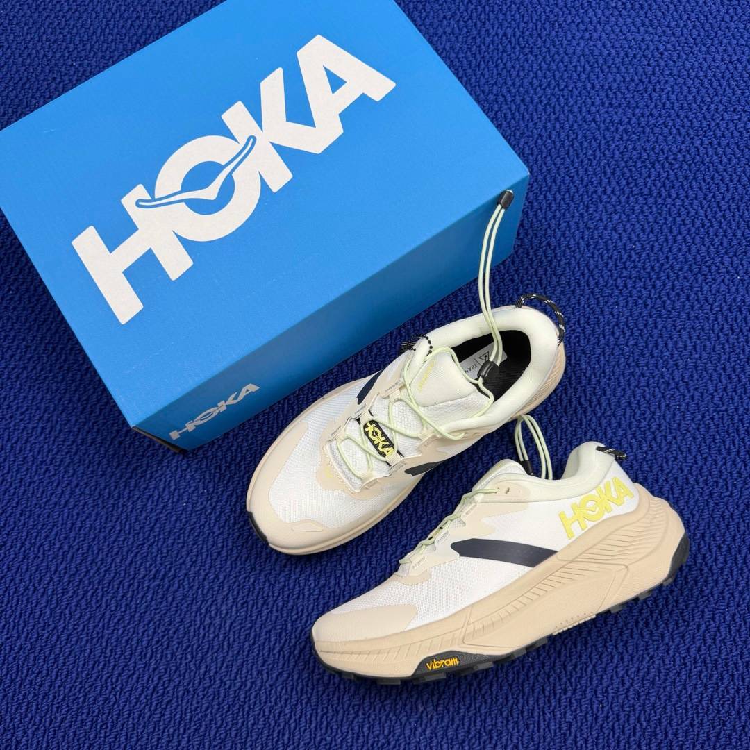HOKA Transport 6 White Beige Black Yellow Trail Shoe Trail Running Sneakers BS-86840