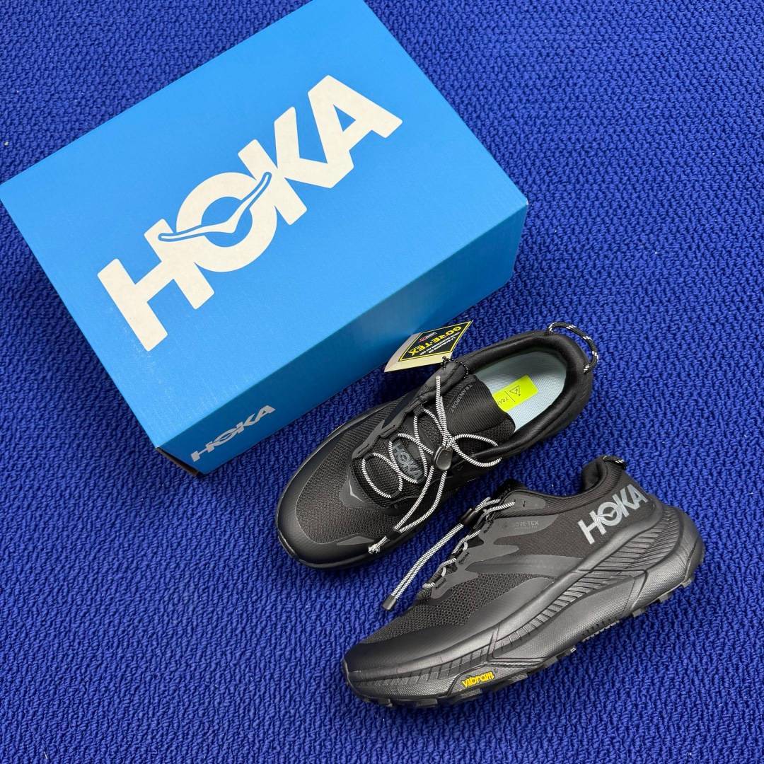 HOKA ONE ONE Transport GTX Black Dark Grey Trail Shoe Trail Running Sneakers BS-86835