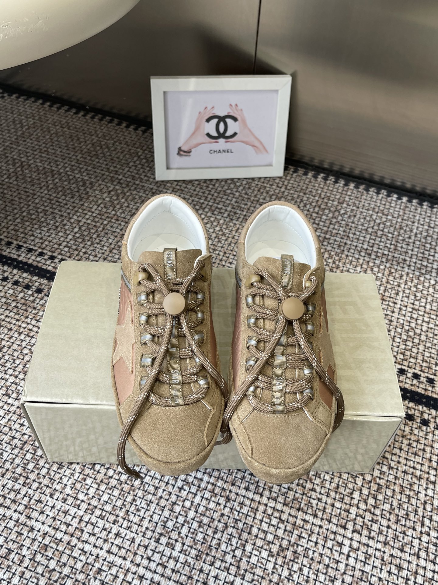 Golden Goose GGDB Golden Goose New Khaki Light Brown Silver White Sneaker BS-87449