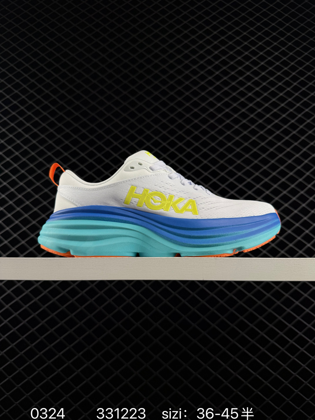 HOKA Bondi 8 White Blue Cyan Orange Yellow EU 36-45 Running Shoe Running Sneakers - Unisex BS-86283