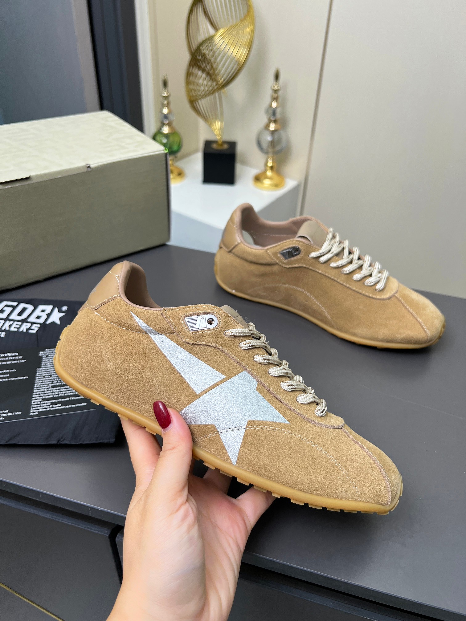 Golden Goose Running Marathon Tan Silver Gum Beige Sneaker BS-87365