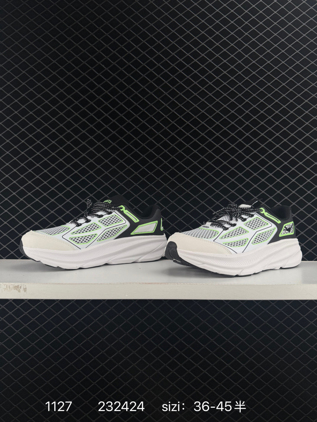 HOKA ONE ONE Clifton 9 White Black Neon Green EU 36-45 Running Shoe Running Sneakers - Unisex BS-86371