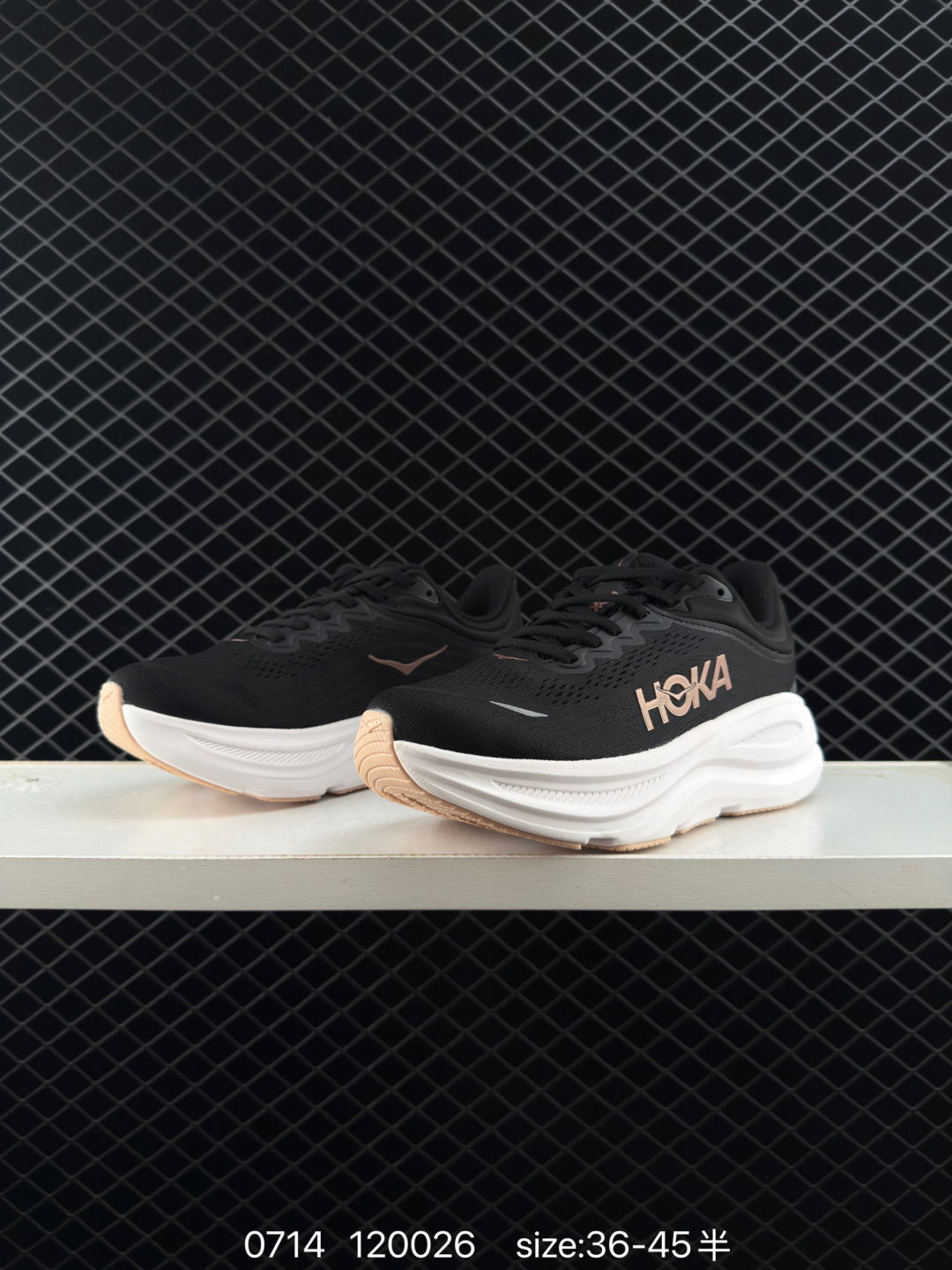 HOKA ONE ONE Bondi 9 Black White Rose Gold Beige EU 36-45 Running Shoe Running Sneakers - Unisex BS-86557