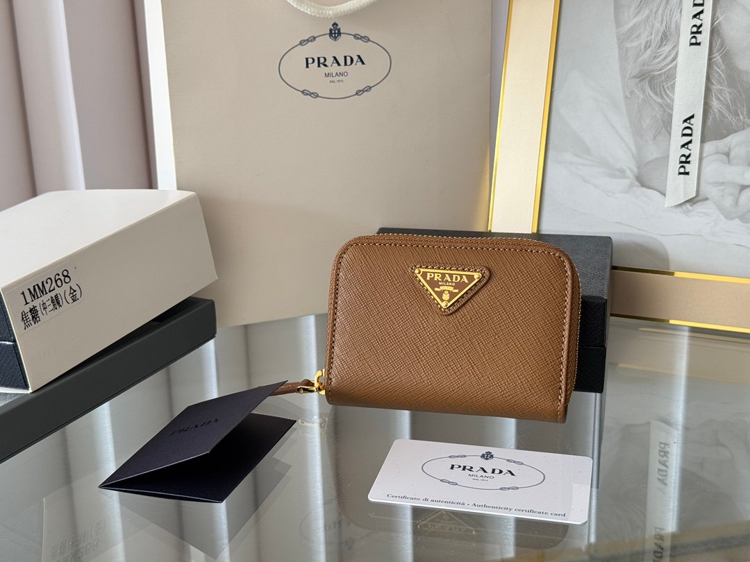 PRADA bag Prada Cross Pattern Unisex Card Holder Zipper Bag