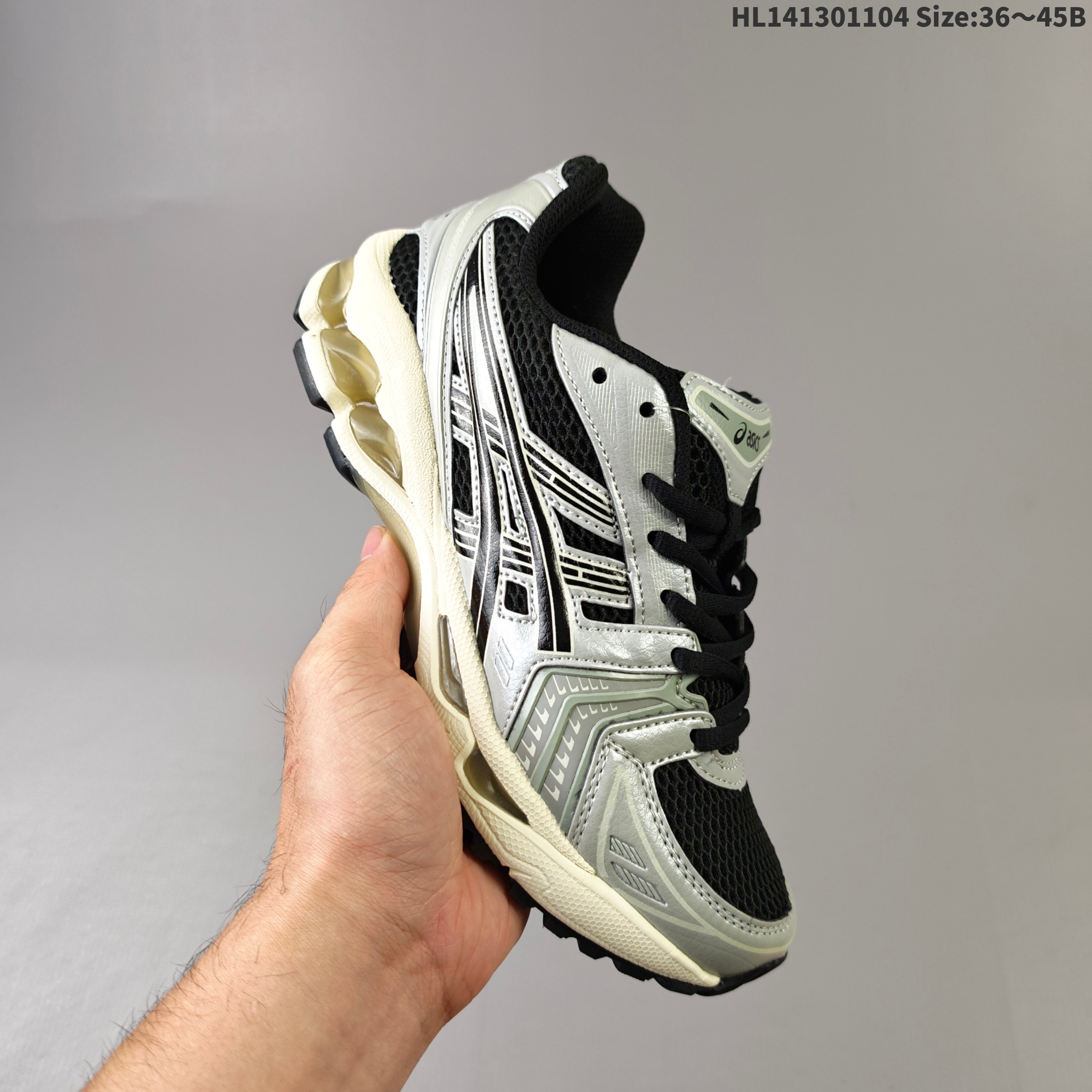 ASICS GEL-KAYANO 14 Black Silver Cream EU 36-45 Running Shoe Running Sneakers - Unisex BS-69325