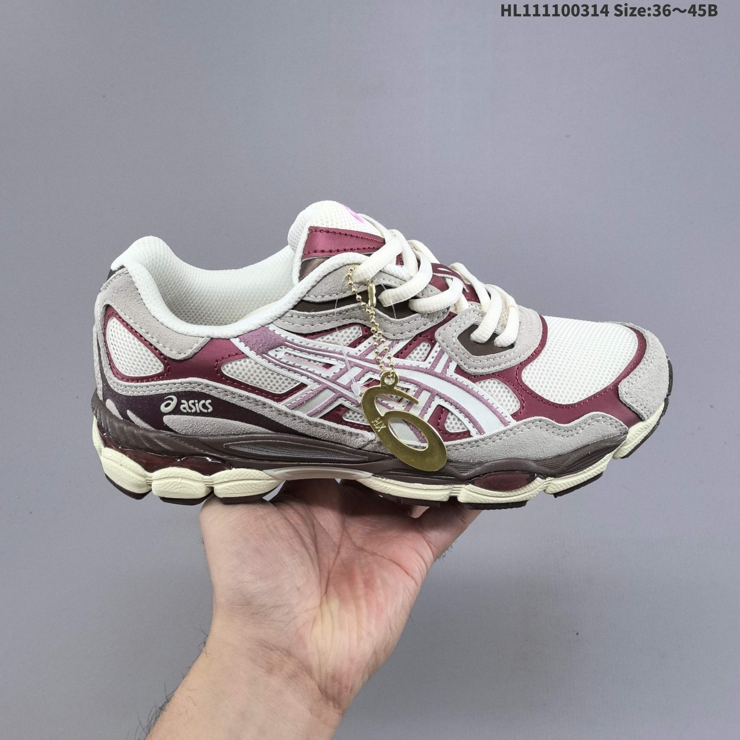 ASICS GEL-NYC 1203A788-100 Cream Burgundy Grey Brown EU 36-45 Running Shoe Running Sneakers - Unisex BS-68995