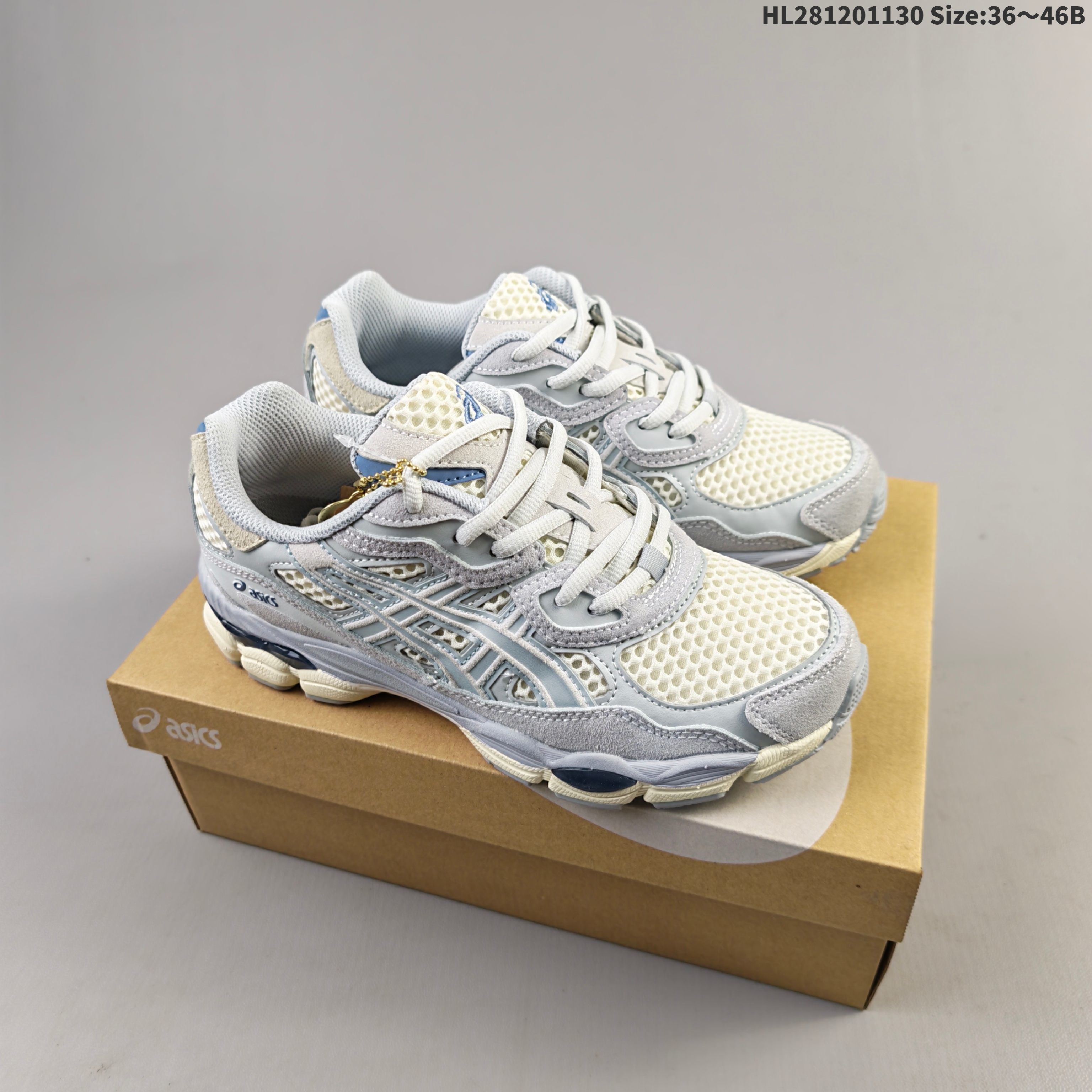 ASICS Gel-NYC Cream Light Grey Blue EU 36-46 Running Shoe Running Sneakers - Unisex BS-69202
