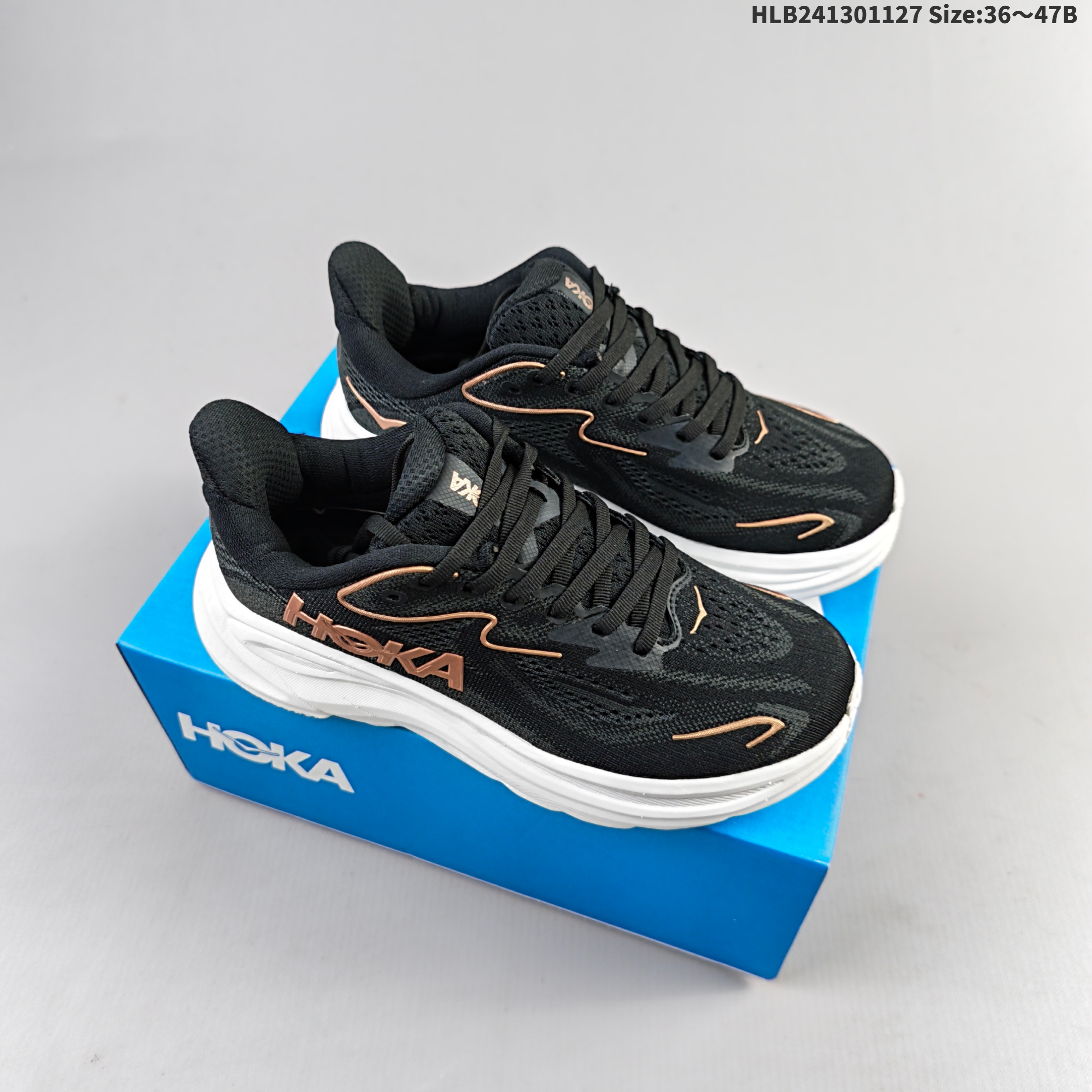 HOKA ONE ONE Clifton 10 Black Rose Gold White EU 36-47 Running Shoe Running Sneakers - Unisex BS-69443