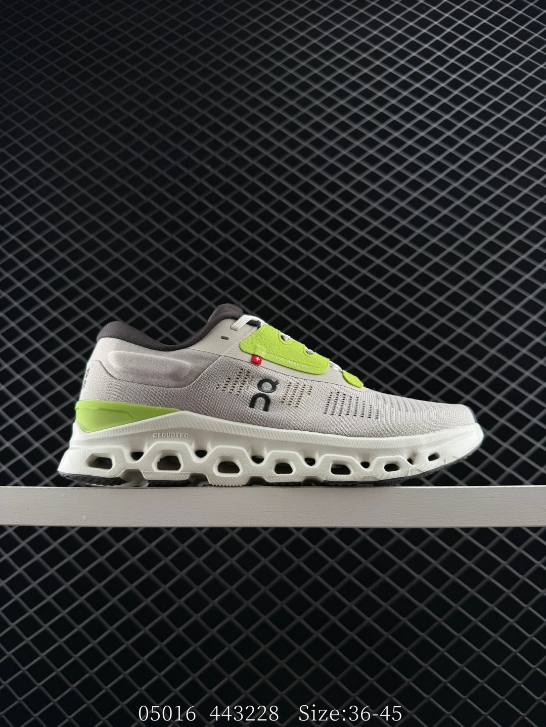 On Cloudstratus 3 Light Grey Neon Green White Dark Grey EU 36-45 Running Shoe Running Sneakers - Unisex BS-85590