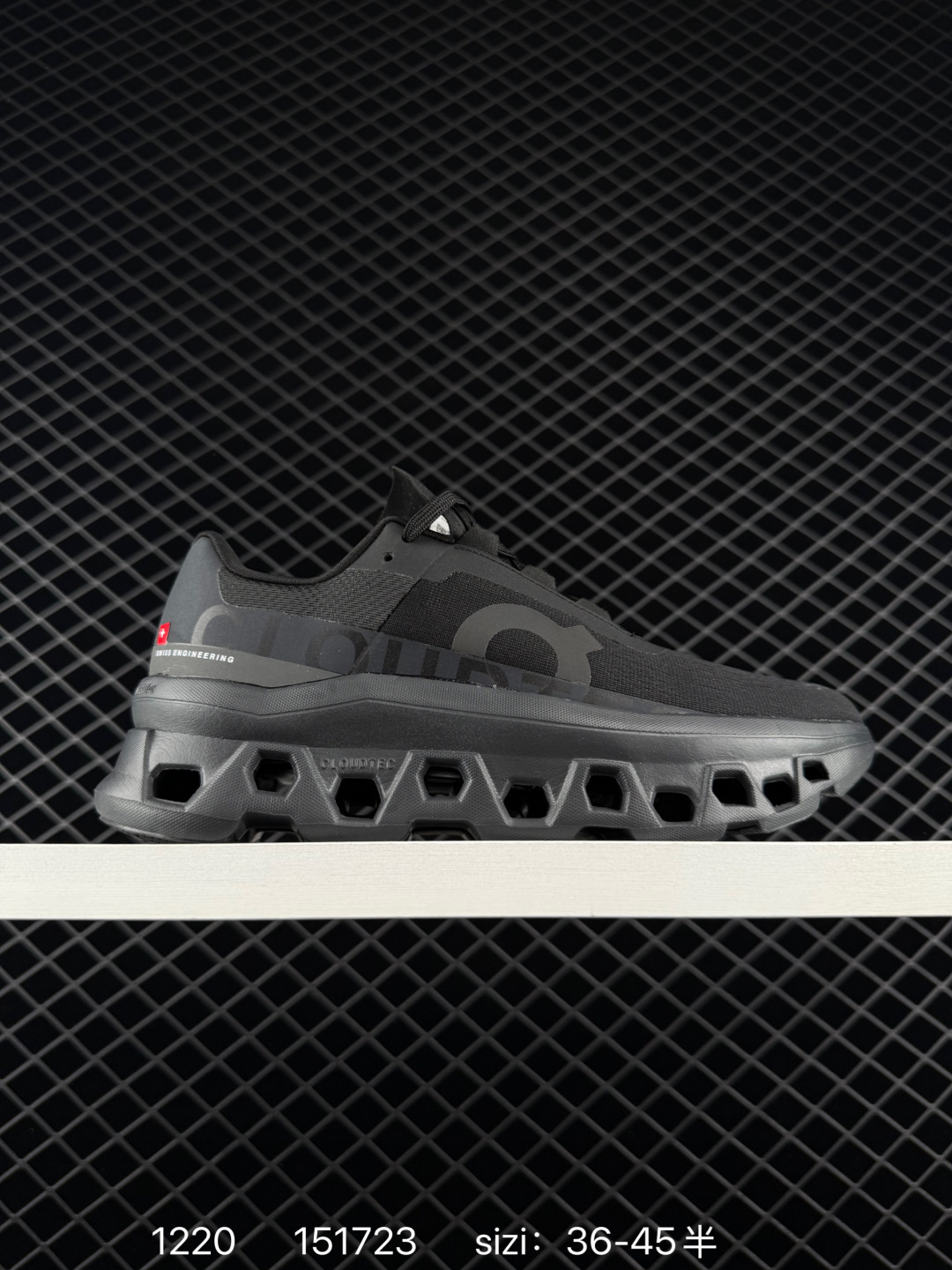 On Cloudmonster Black And White Light Blue EU 36-45 Running Shoe Running Sneakers - Unisex BS-85429
