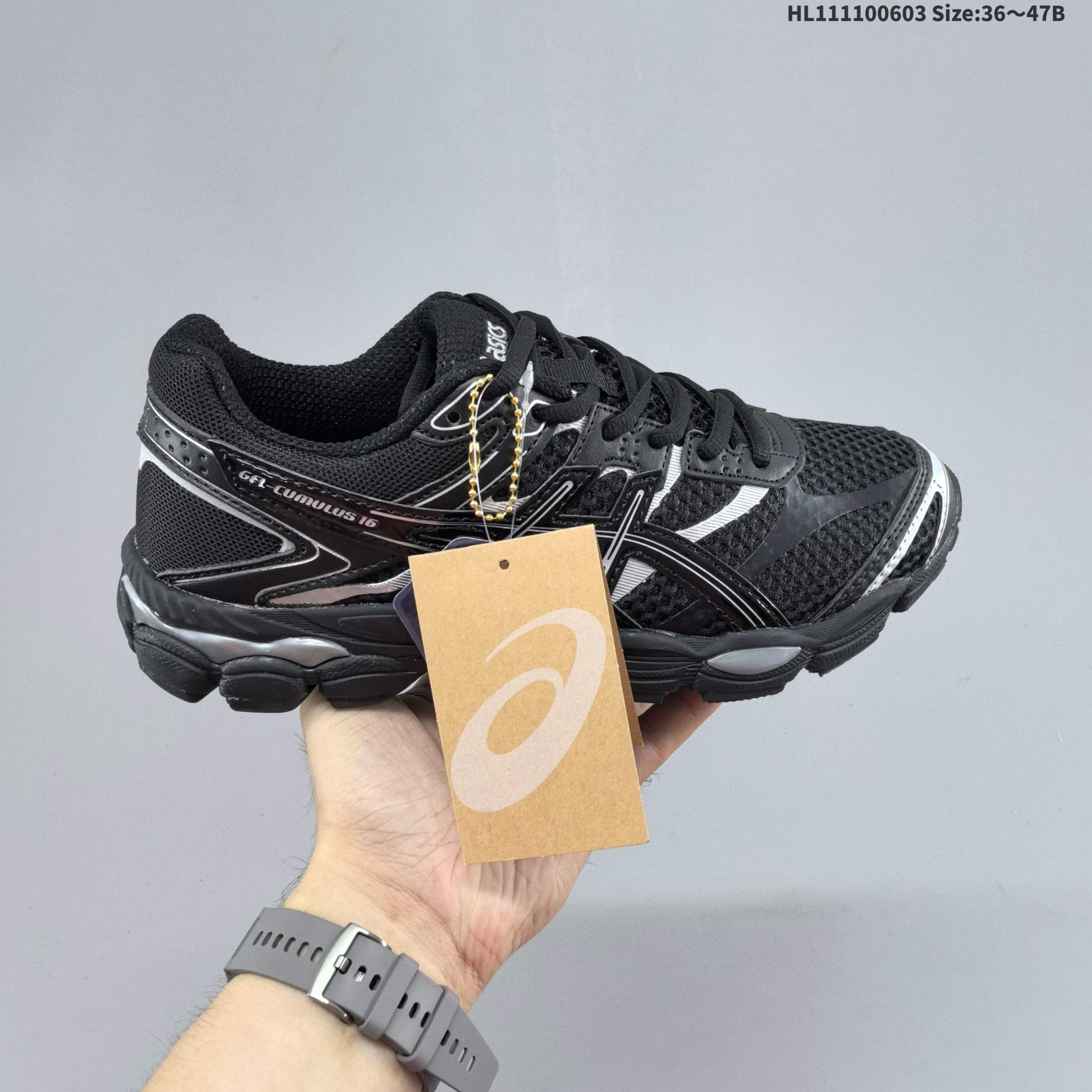 ASICS Gel Cumulus 16 Black Silver EU 36-47 Running Shoe Running Sneakers Unisex BS-68768