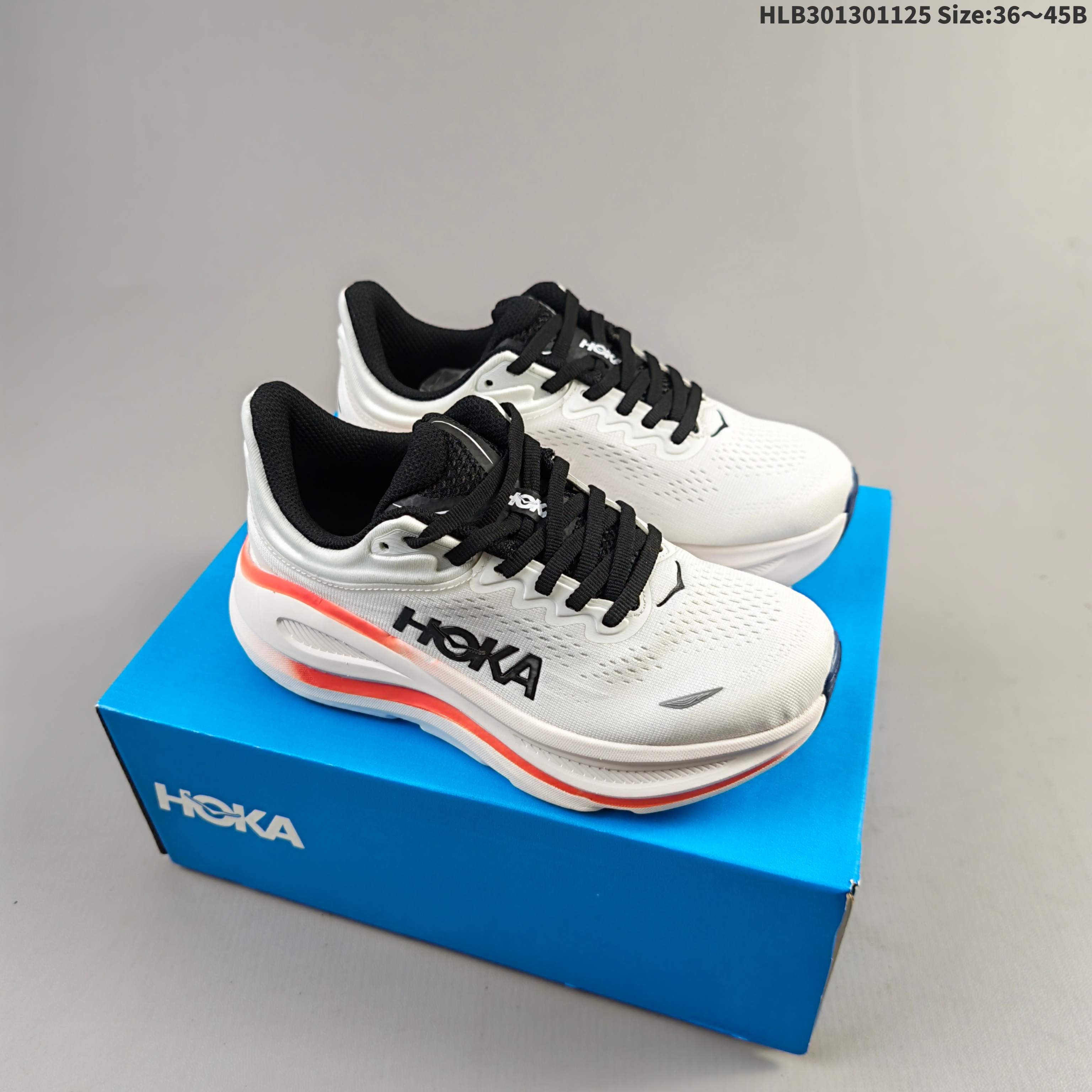 HOKA Bondi 9 White Black Orange Navy EU 36-45 Running Shoe Running Sneakers - Unisex BS-69448