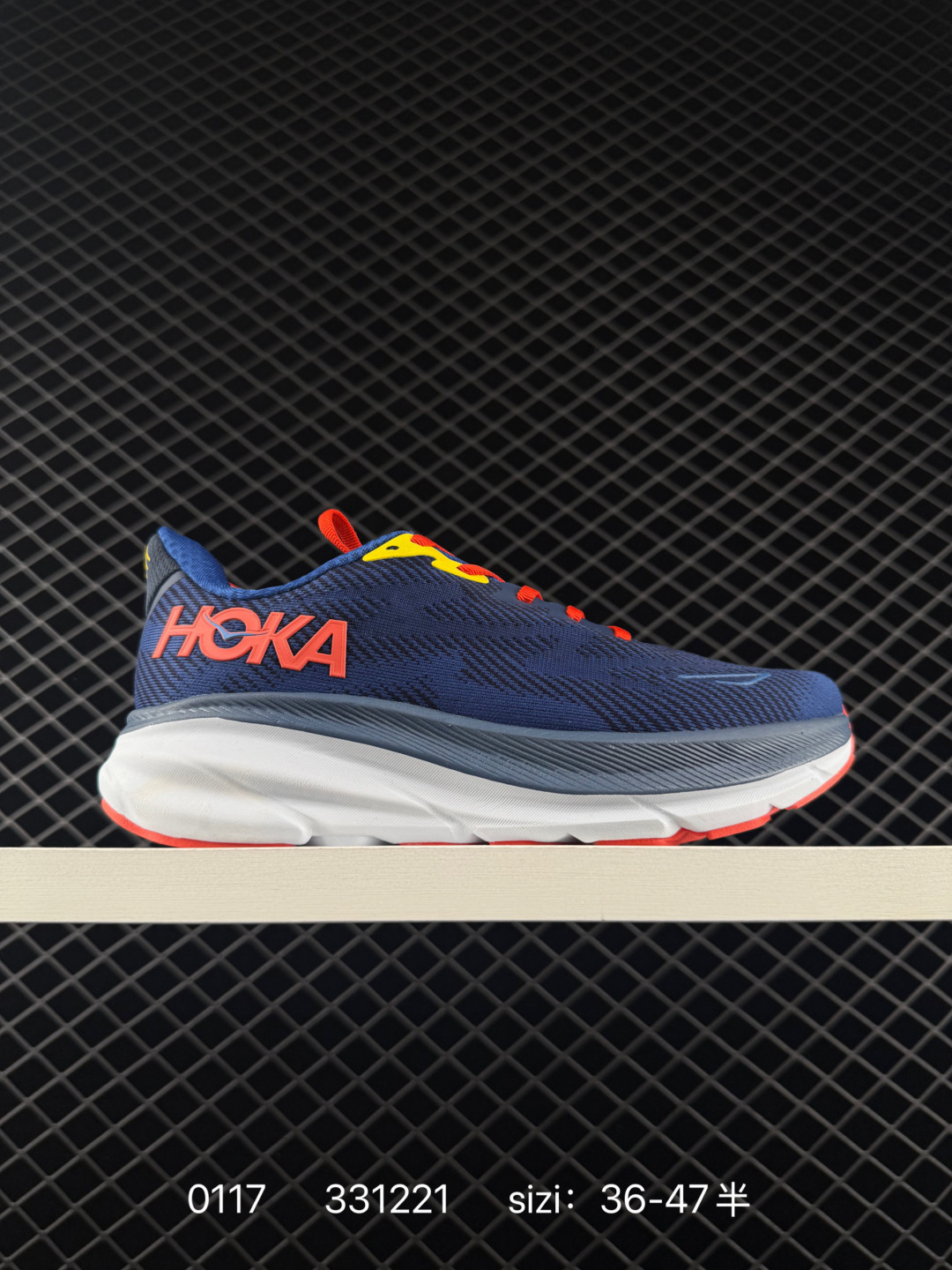 HOKA ONE ONE Clifton 9 Navy Blue White Red Yellow EU 36-47 Running Shoe Running Sneakers - Unisex BS-86317