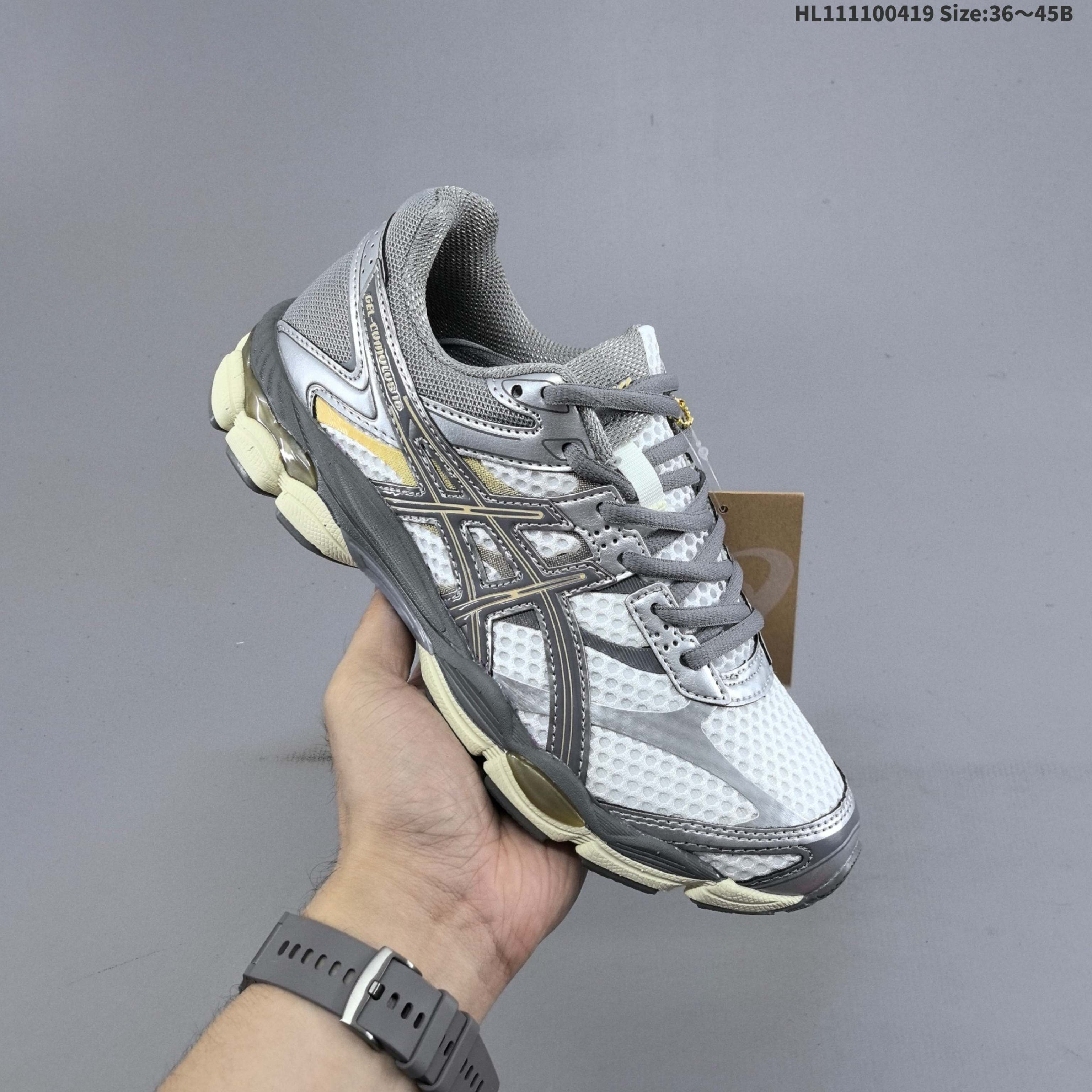 ASICS Gel Cumulus 16 White Silver Gray Cream Yellow EU 36-45 Running Shoe Running Sneakers - Unisex BS-64339