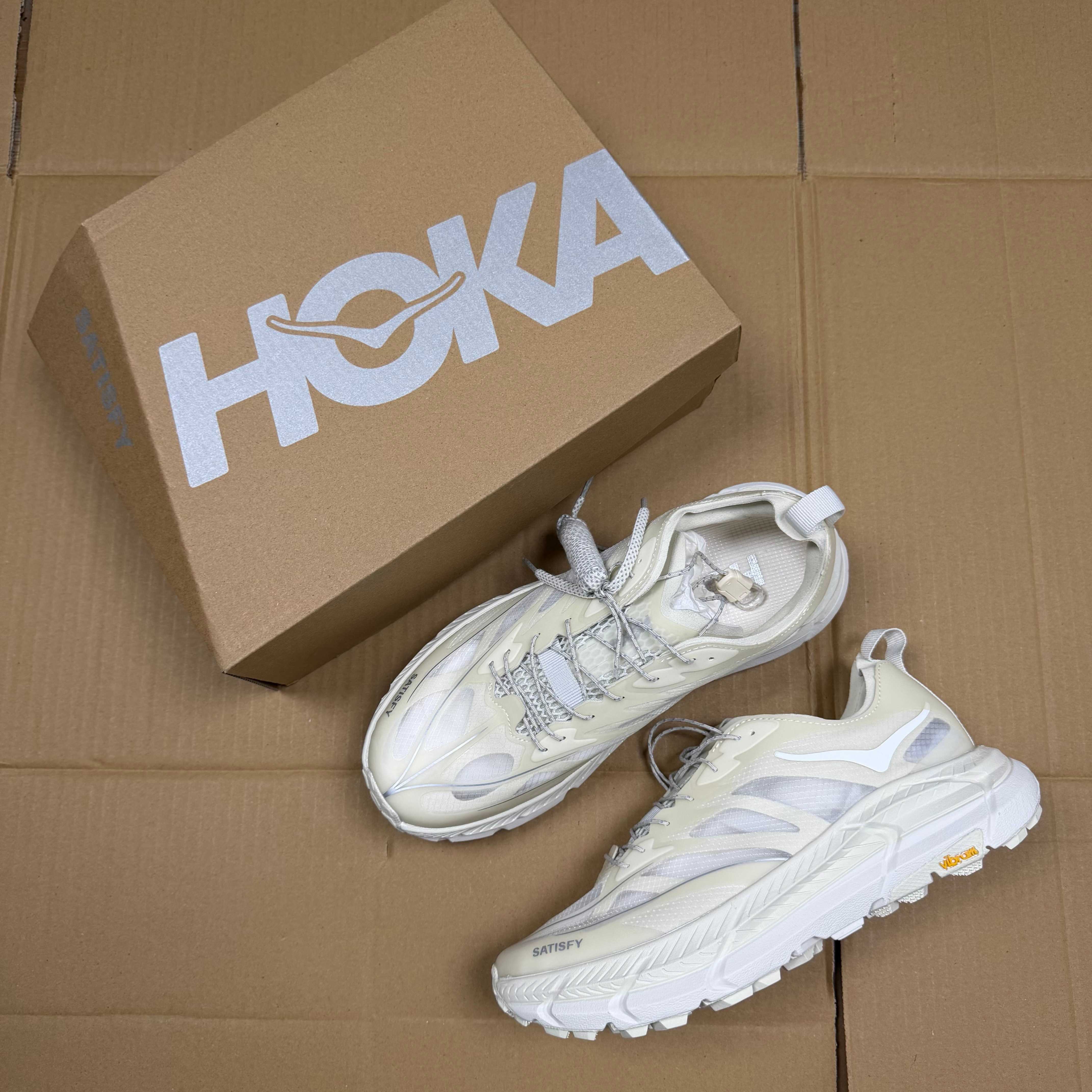 HOKA ONE ONE Mafate Speed 4 LITE 2 Satisfy 1157050 BONE Bone White Silver Trail Shoe Trail Running Sneakers BS-86940