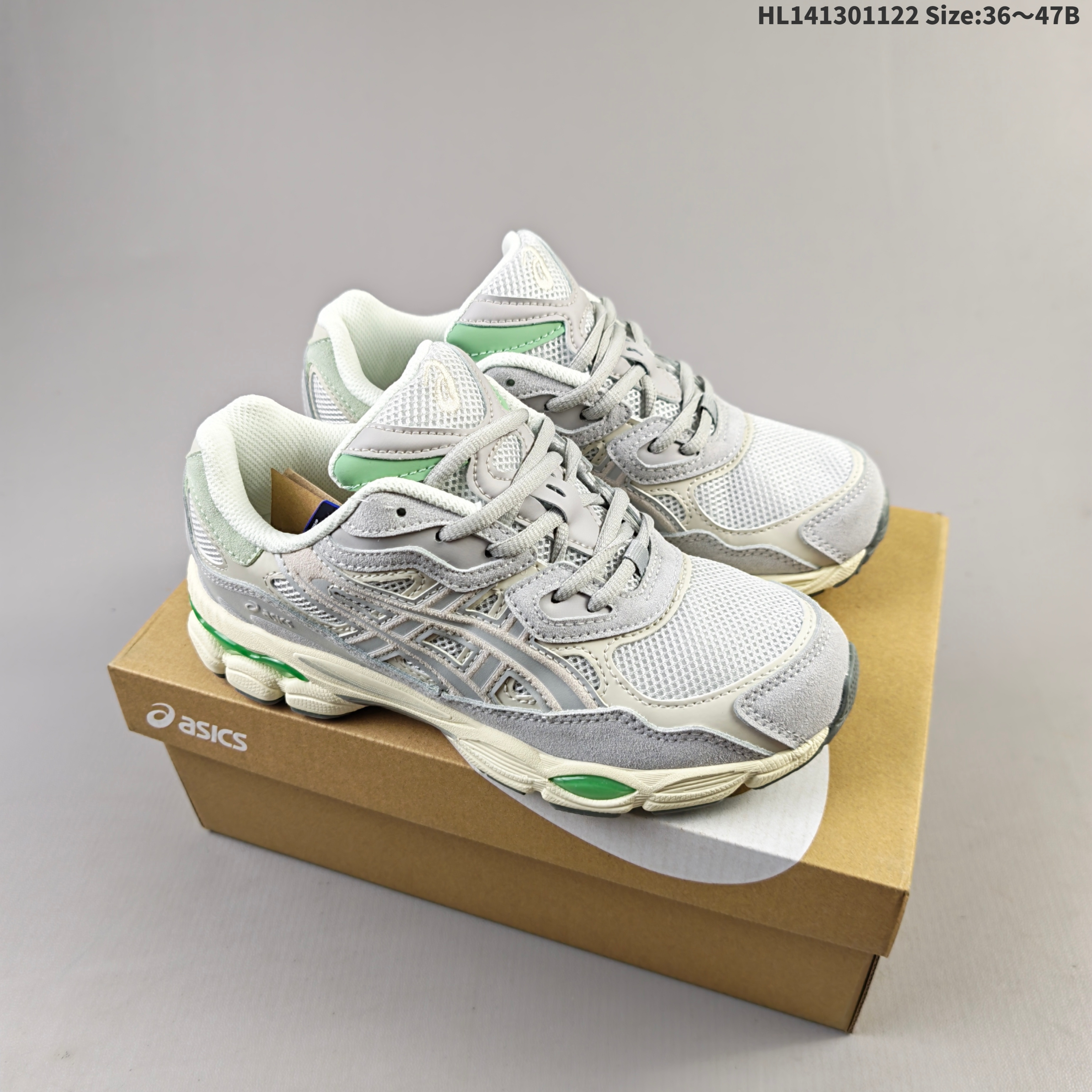 ASICS GEL-NYC Grey Cream Green EU 36-47 Running Shoe Running Sneakers - Unisex BS-69250