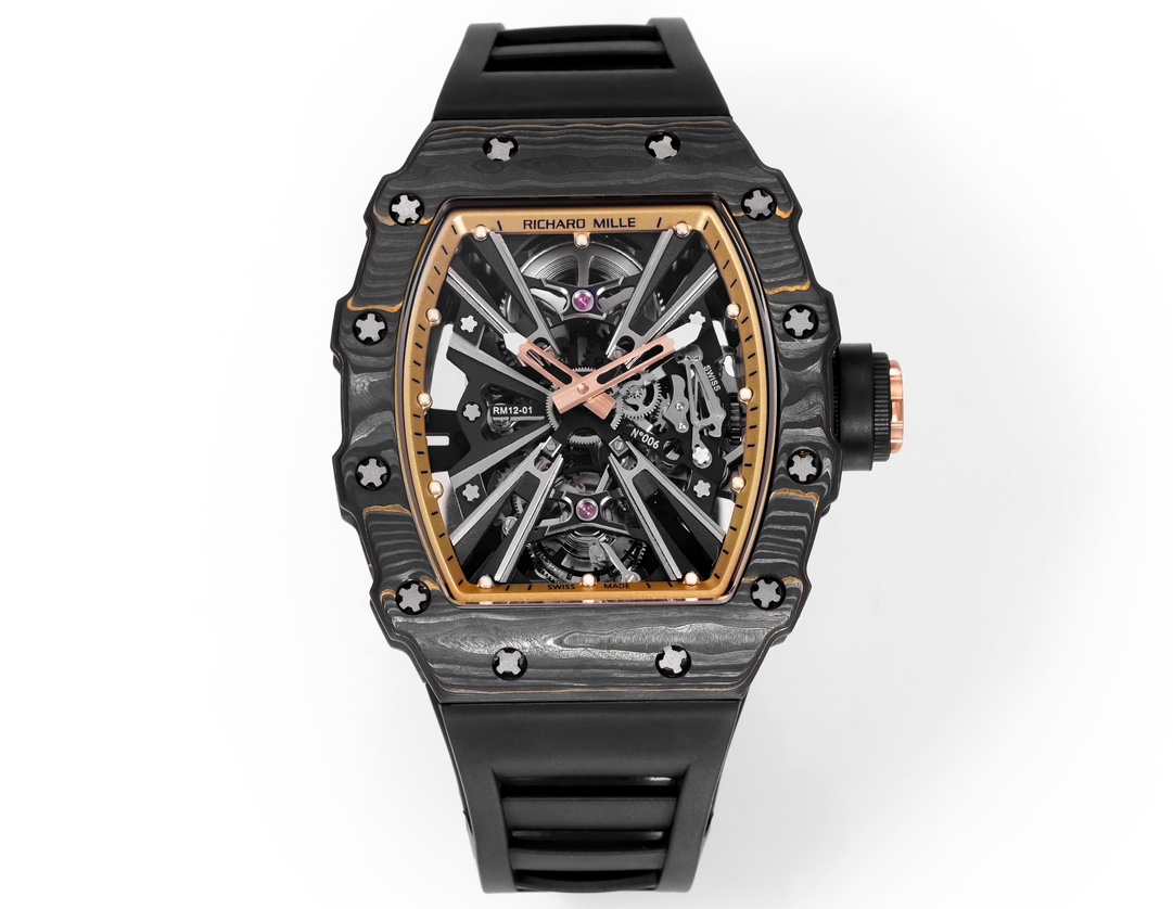 Richard Mille Watches RICHARDMILLE RM12-01 Gold Carbon TPT — 1:1 Replica