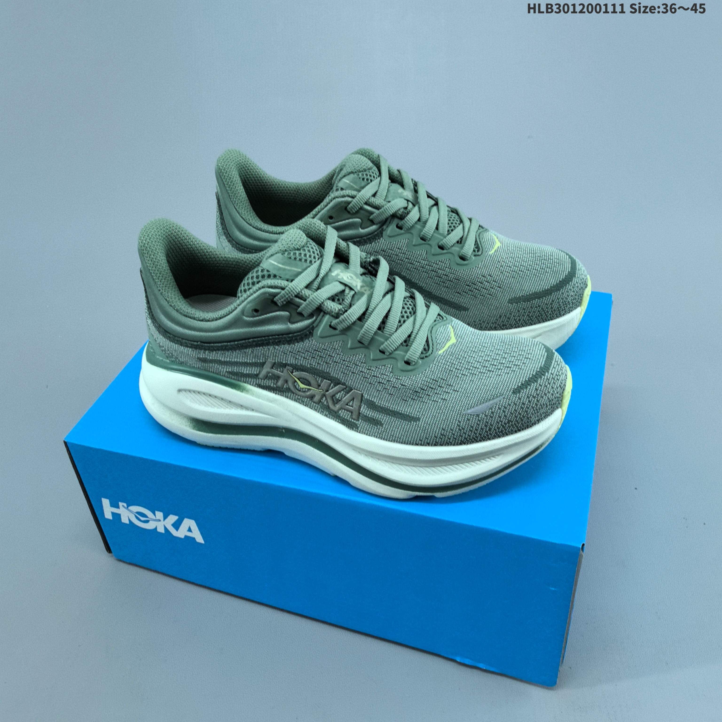 HOKA Bondi 9 Sage Green White Pale Yellow EU 36-45 Running Shoe Running Sneakers - Unisex BS-69407