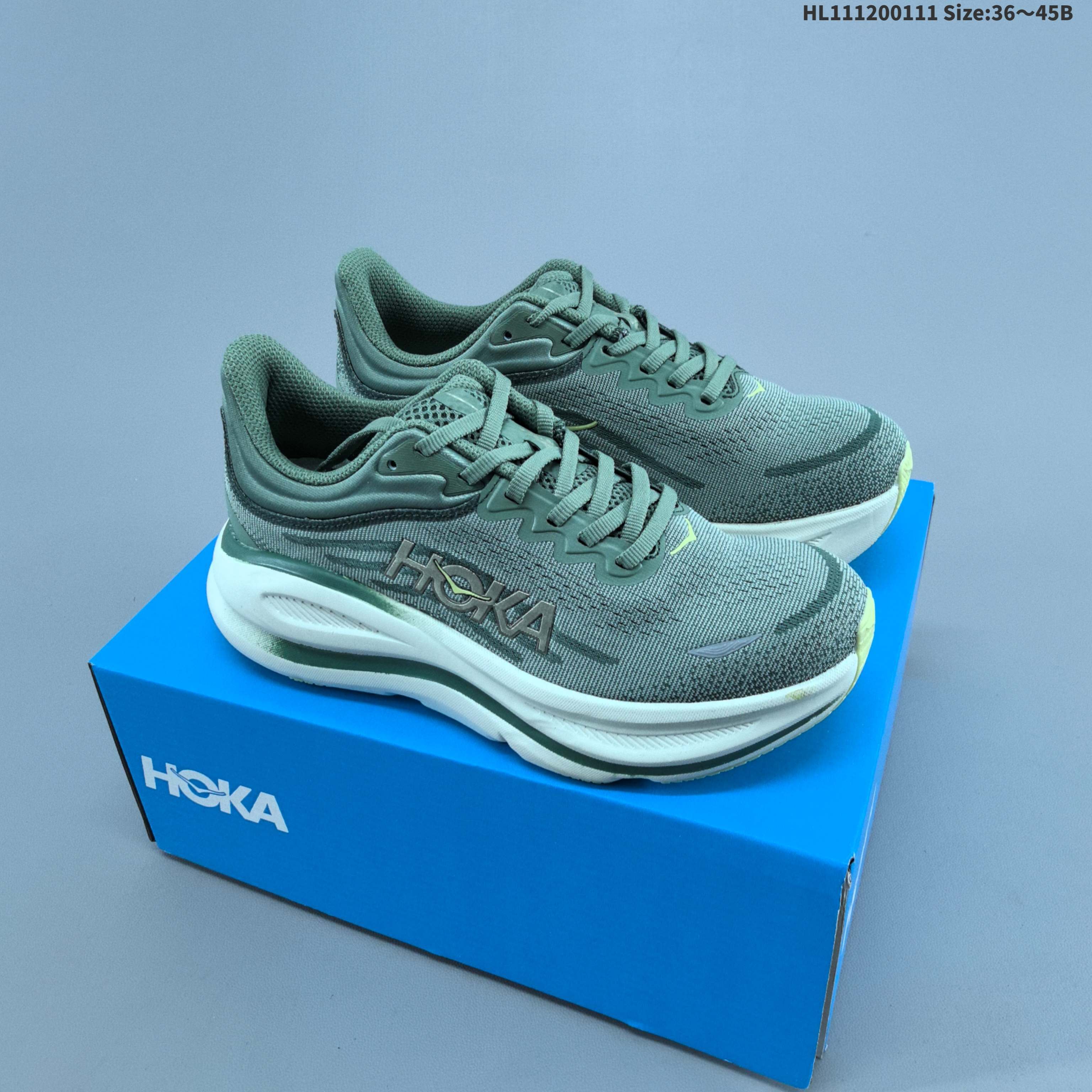 HOKA ONE ONE Bondi 9 Sage Green White Pale Yellow EU 36-45 Running Shoe Running Sneakers - Unisex BS-69406