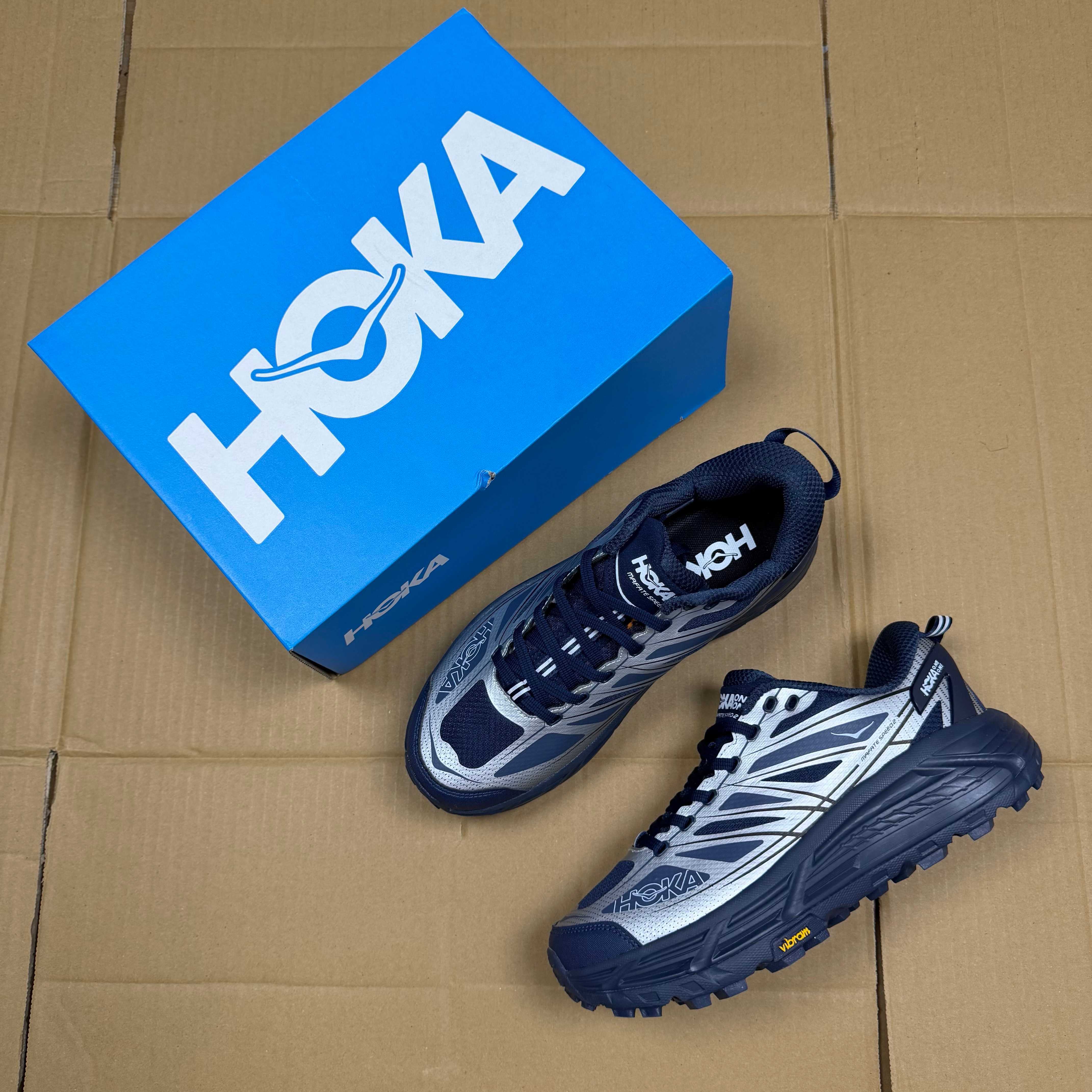 HOKA ONE ONE Mafate Speed 2 Navy Silver Trail Shoe Trail Running Sneakers BS-86892