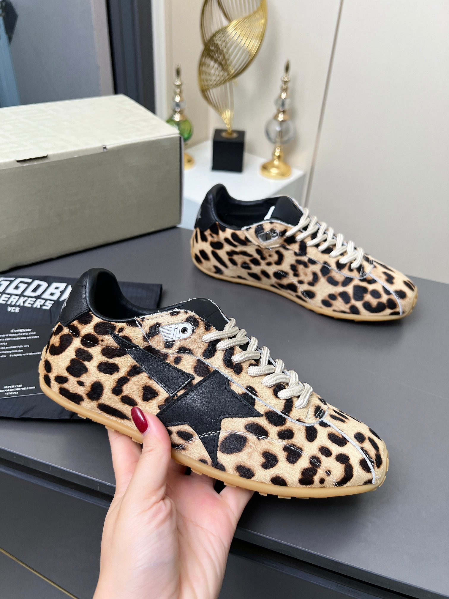 Golden Goose Running Marathon Beige Black Brown Sneaker BS-87364