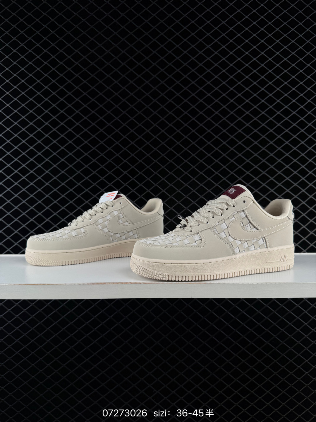 Nike Air Force 1 07 Light Beige Burgundy White EU 36-45 Lifestyle Unisex BS-70064