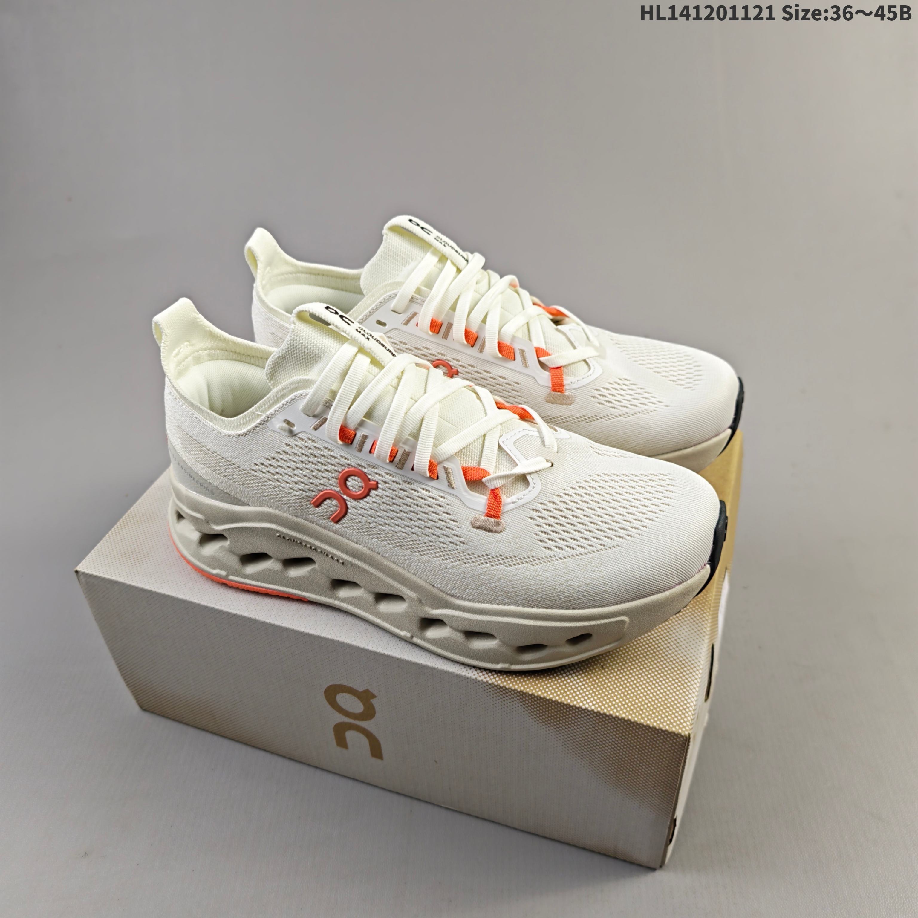 On Cloudsurfer Max Off White Beige Orange Black EU 36-45 Running Shoe Running Sneakers - Unisex BS-69789