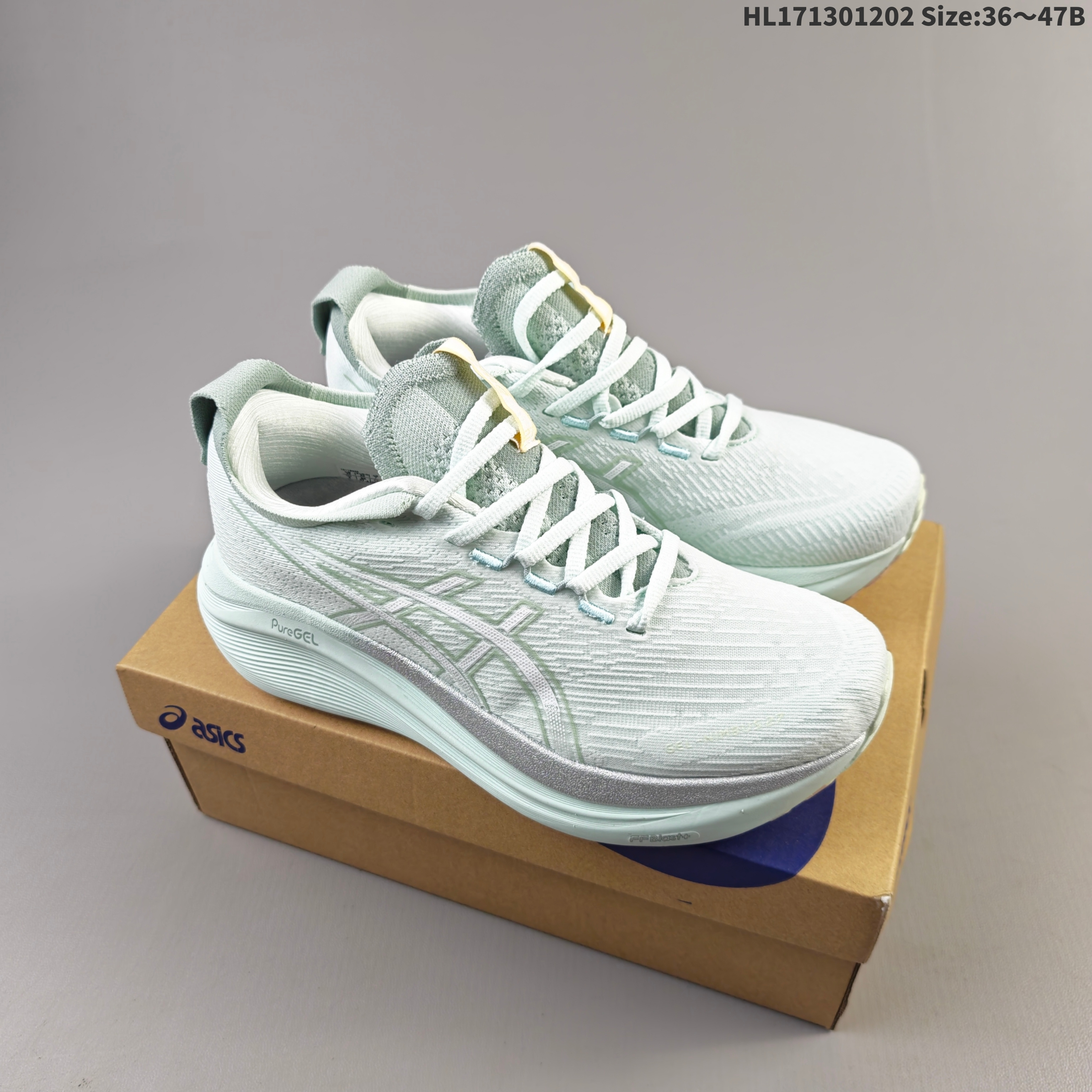 Asics Gel Nimbus 27 Pale Mint White Silver EU 36-47 Running Shoe Running Sneakers - Unisex BS-69194
