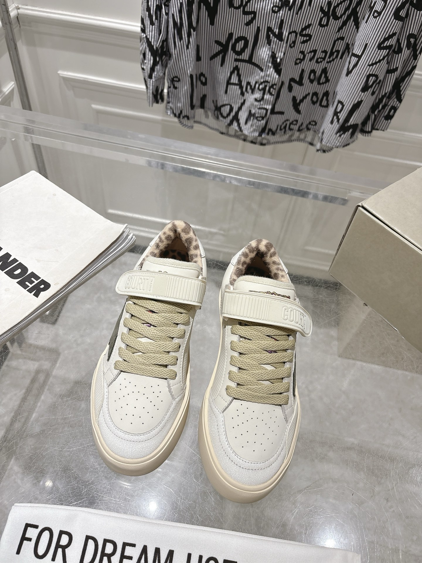 Golden Goose GGDBNew Golden Goose Deluxe Brand SNERKERS GGDB Off White Beige Leopard Skate Shoe BS-87408