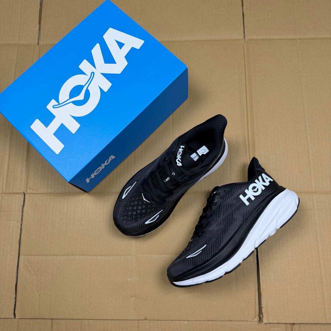 HOKA ONE ONE Clifton 9 Black White Running Shoe Running Sneakers BS-86863