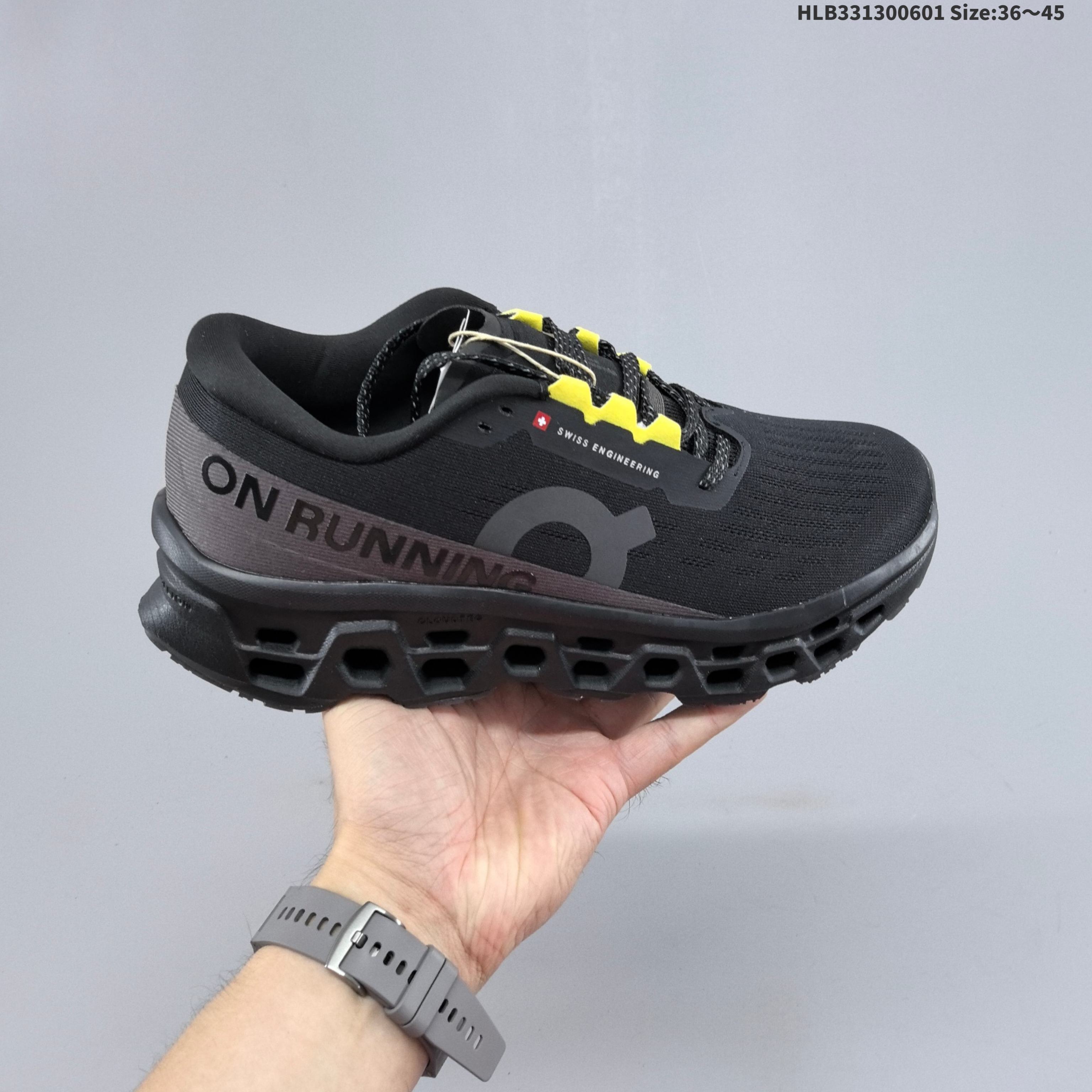 On Cloudmonster 3 Black Dark Gray Neon Yellow EU 36-45 Running Shoe Running Sneakers - Unisex BS-69506