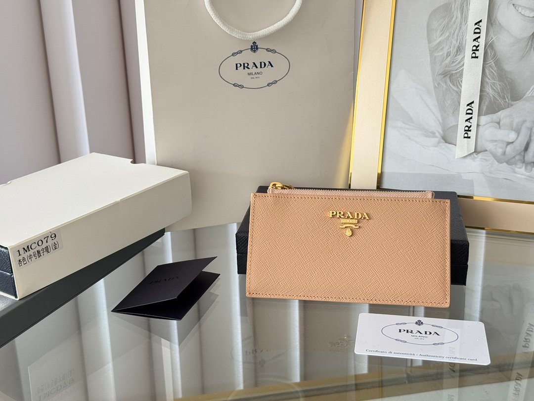 PRADA bag prada cross pattern card holder, coin purse