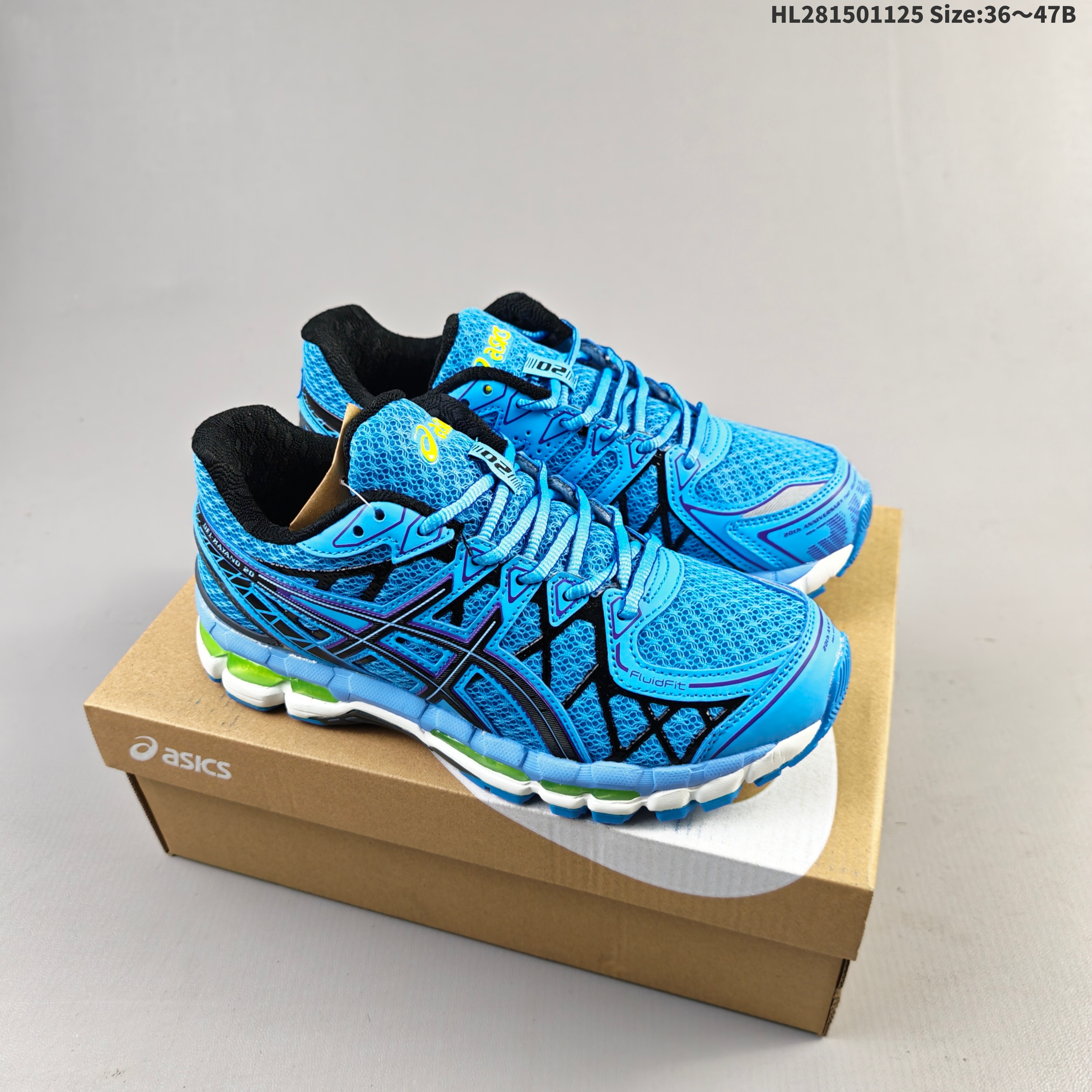 Asics GEL-KAYANO 20 Blue Black White Green EU 36-47 Running Shoe Running Sneakers - Unisex BS-69227