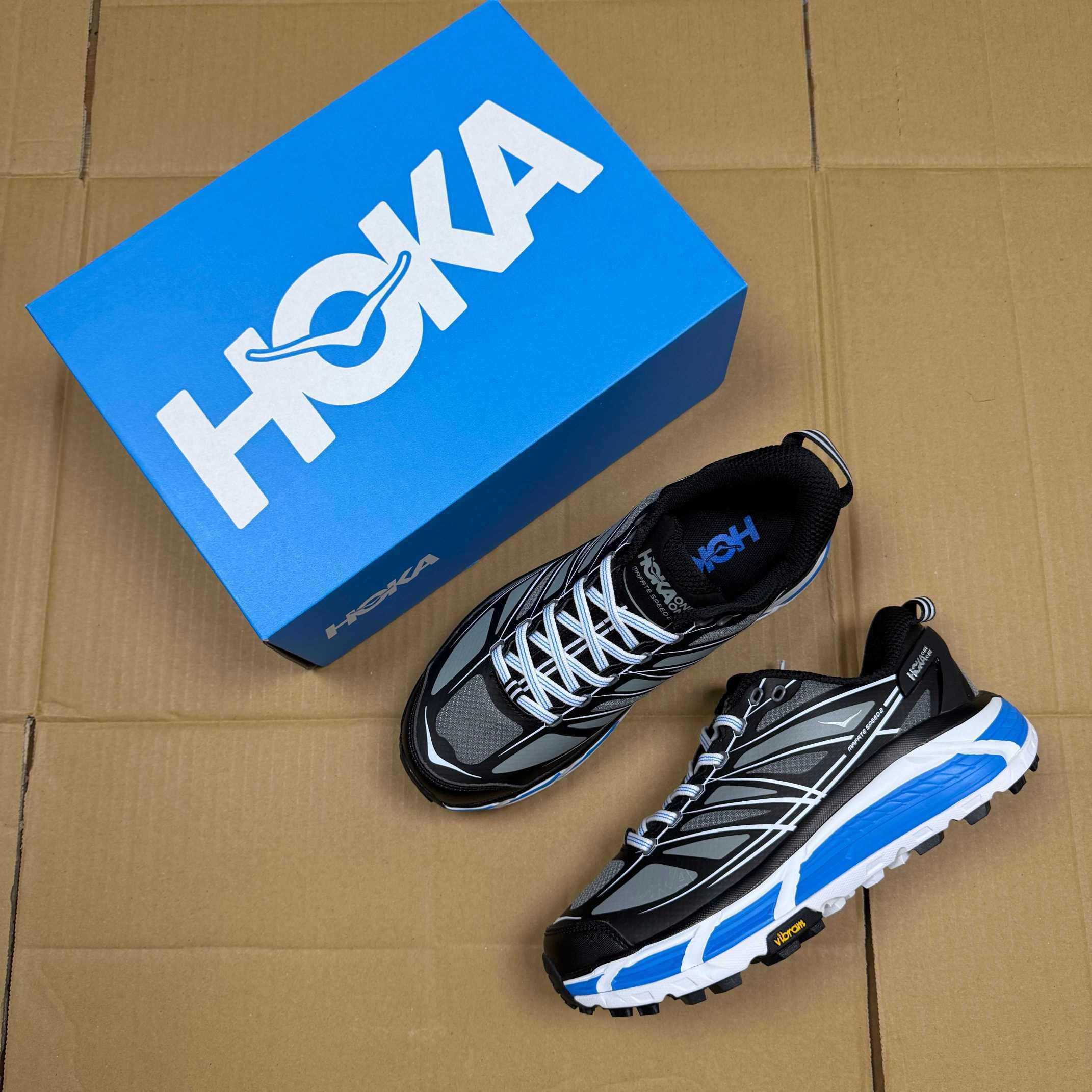 HOKA ONE ONE Mafate Speed 2 Black Grey Blue White Trail Shoe Trail Running Sneakers BS-86893
