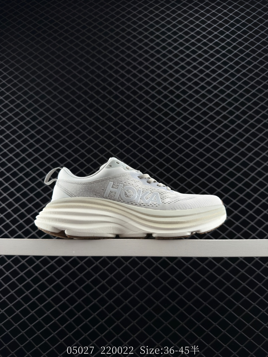 HOKA Bondi 8 Light Grey Off White EU 36-45 Running Shoe Running Sneakers - Unisex BS-86635