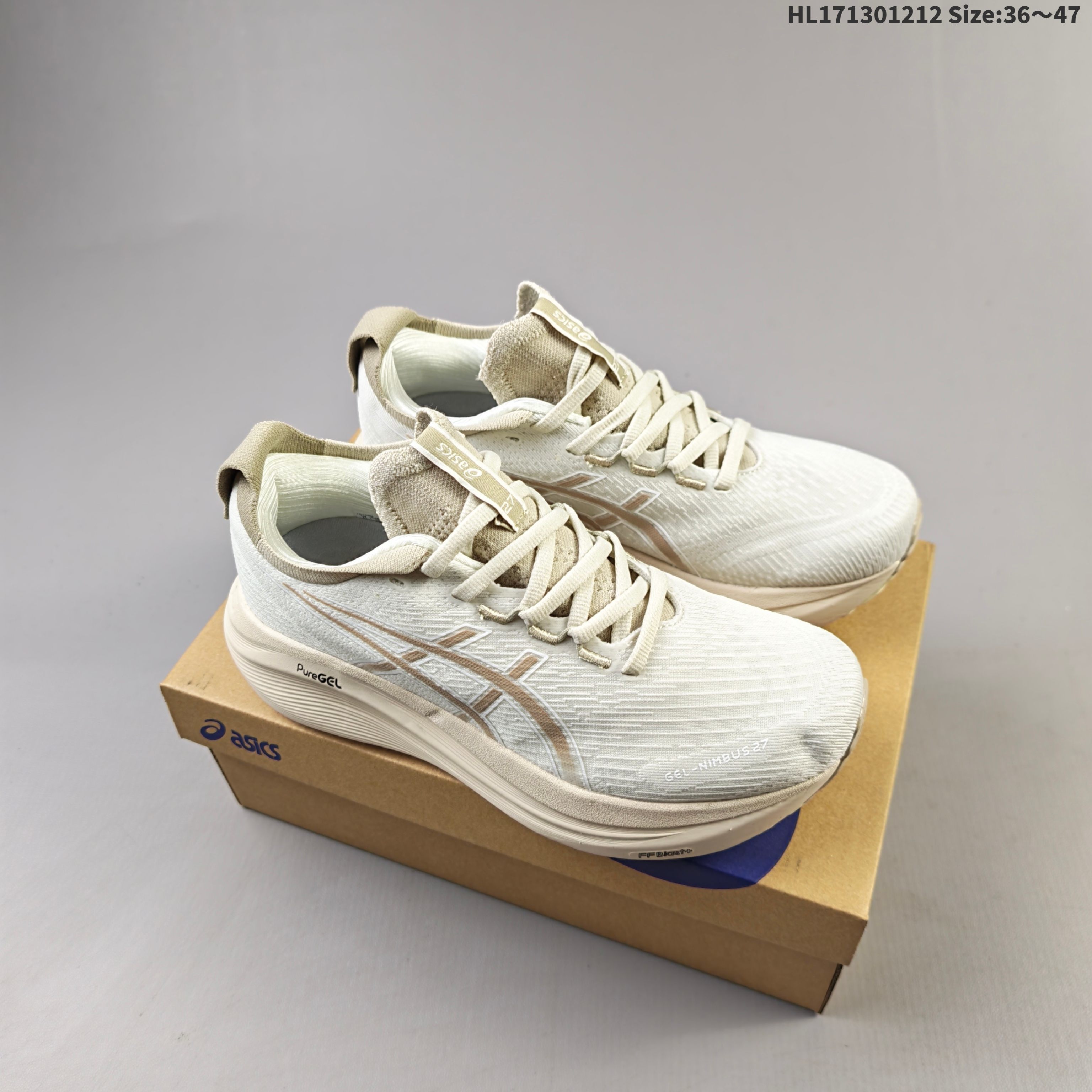 ASICS Gel-Nimbus 27 Off White Beige EU 36-47 Running Shoe Running Sneakers - Unisex BS-69163