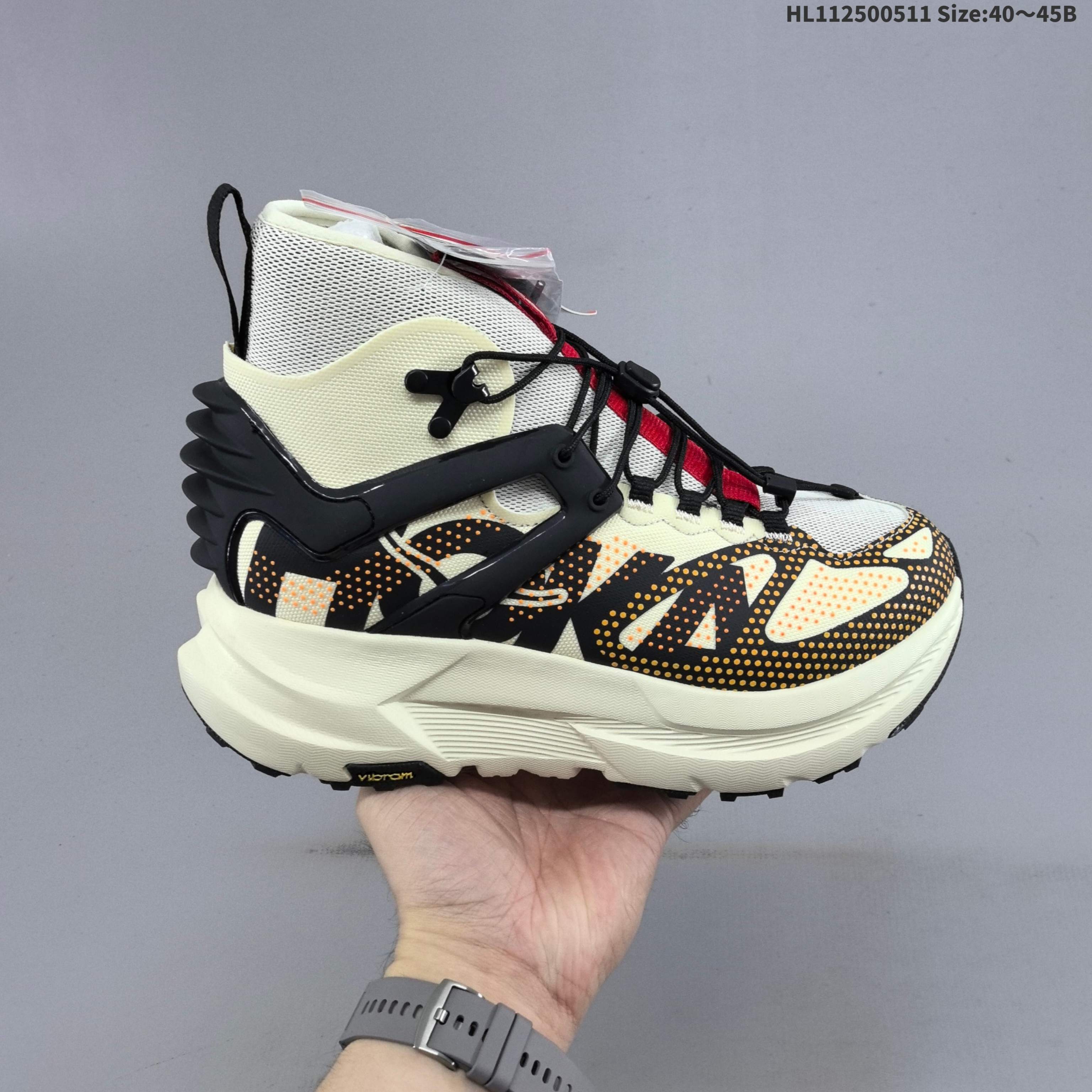 HOKA ONE ONE Mafate X Hike TPU Cream Black Orange Red EU 40-45 Trail Shoe Trail Running Sneakers - Men s BS-69341