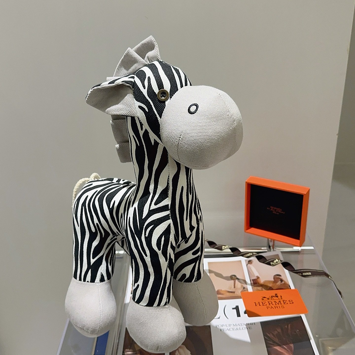 Hermes Zebra Plush brooch Black White Light Gray 35cm