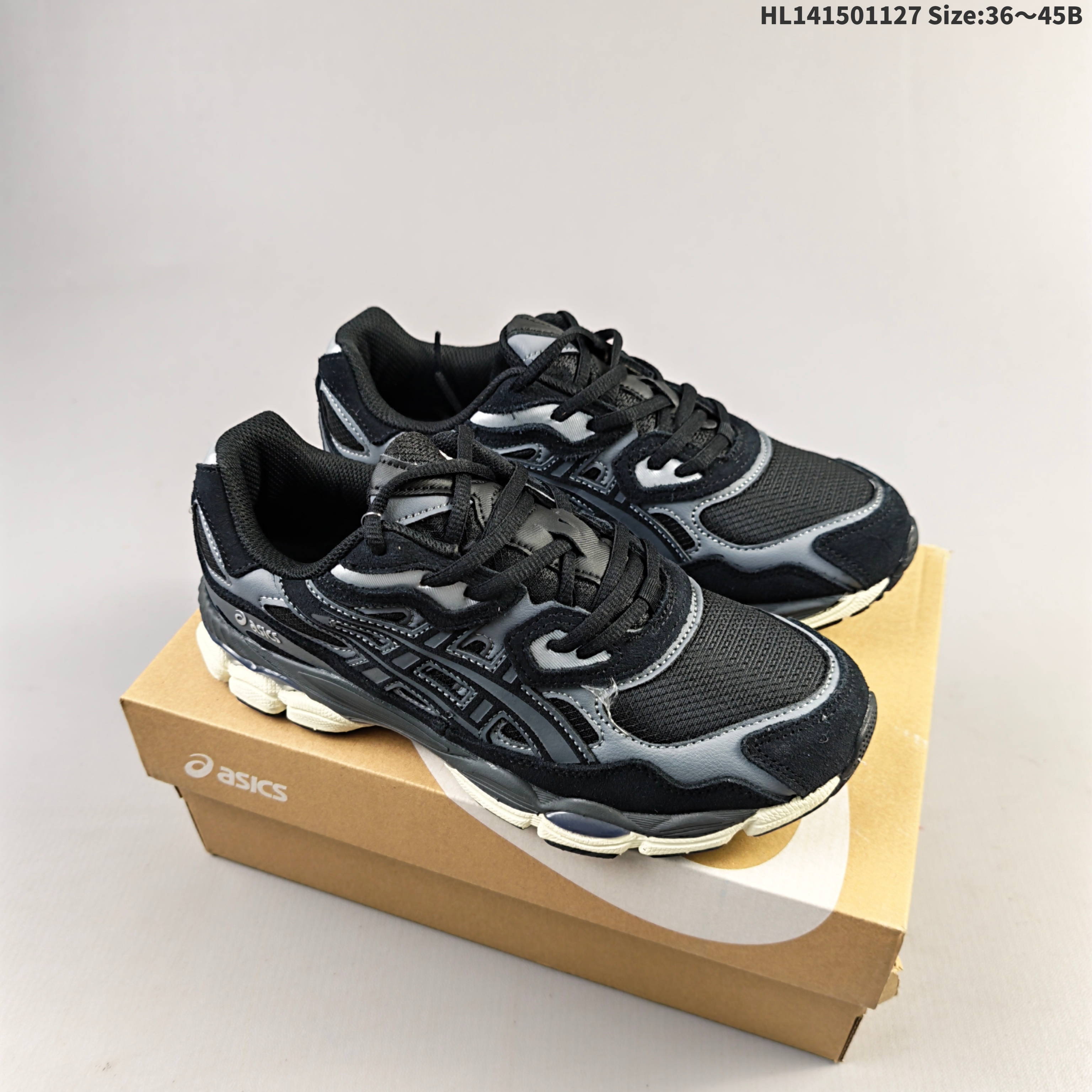 ASICS GEL NYC Black Grey Cream EU 36 45 Running Shoe EU 36-45 Running Sneakers - Unisex BS-69220