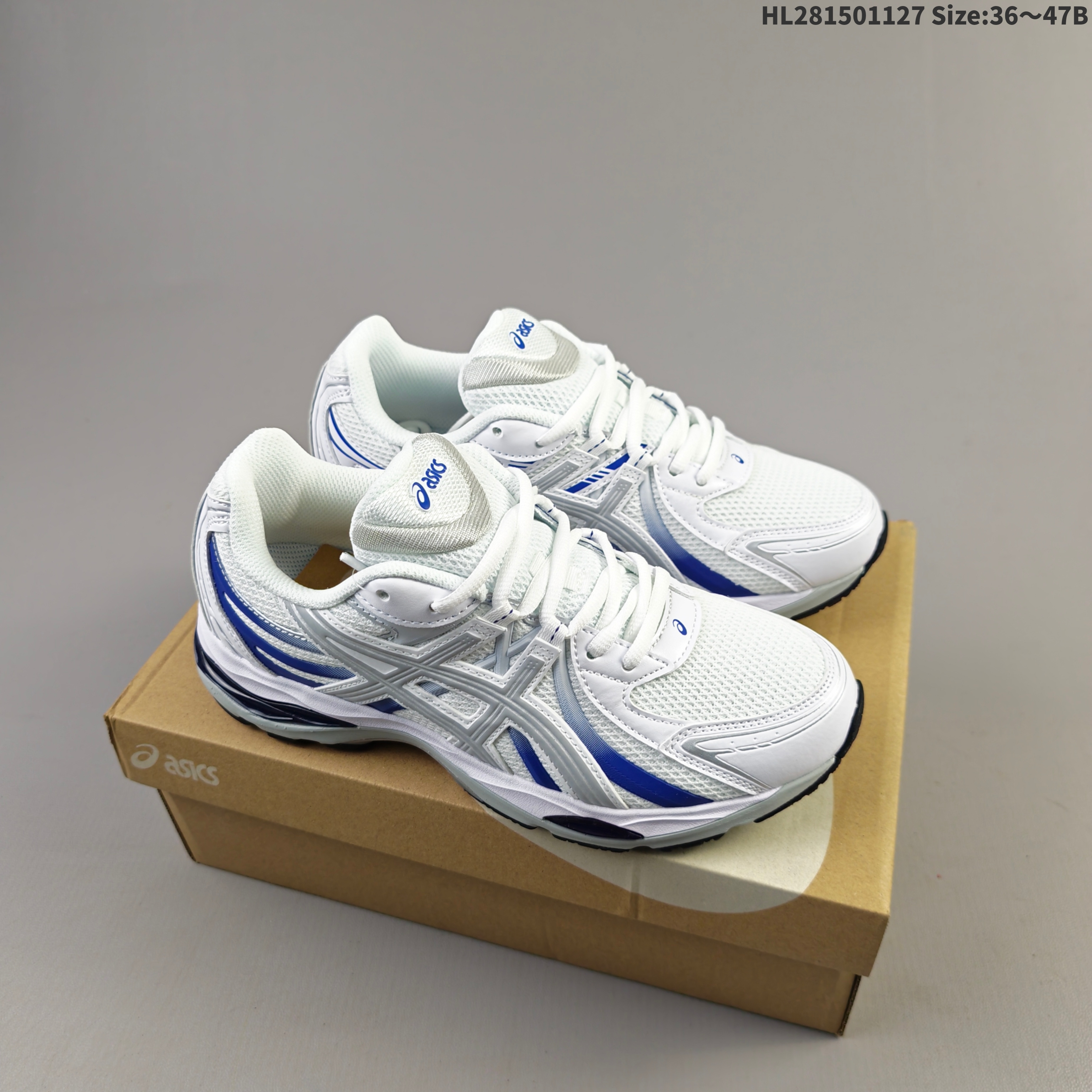 ASICS Gel Sekiran White Silver Blue EU 36-47 Running Shoe Running Sneakers - Unisex BS-69222