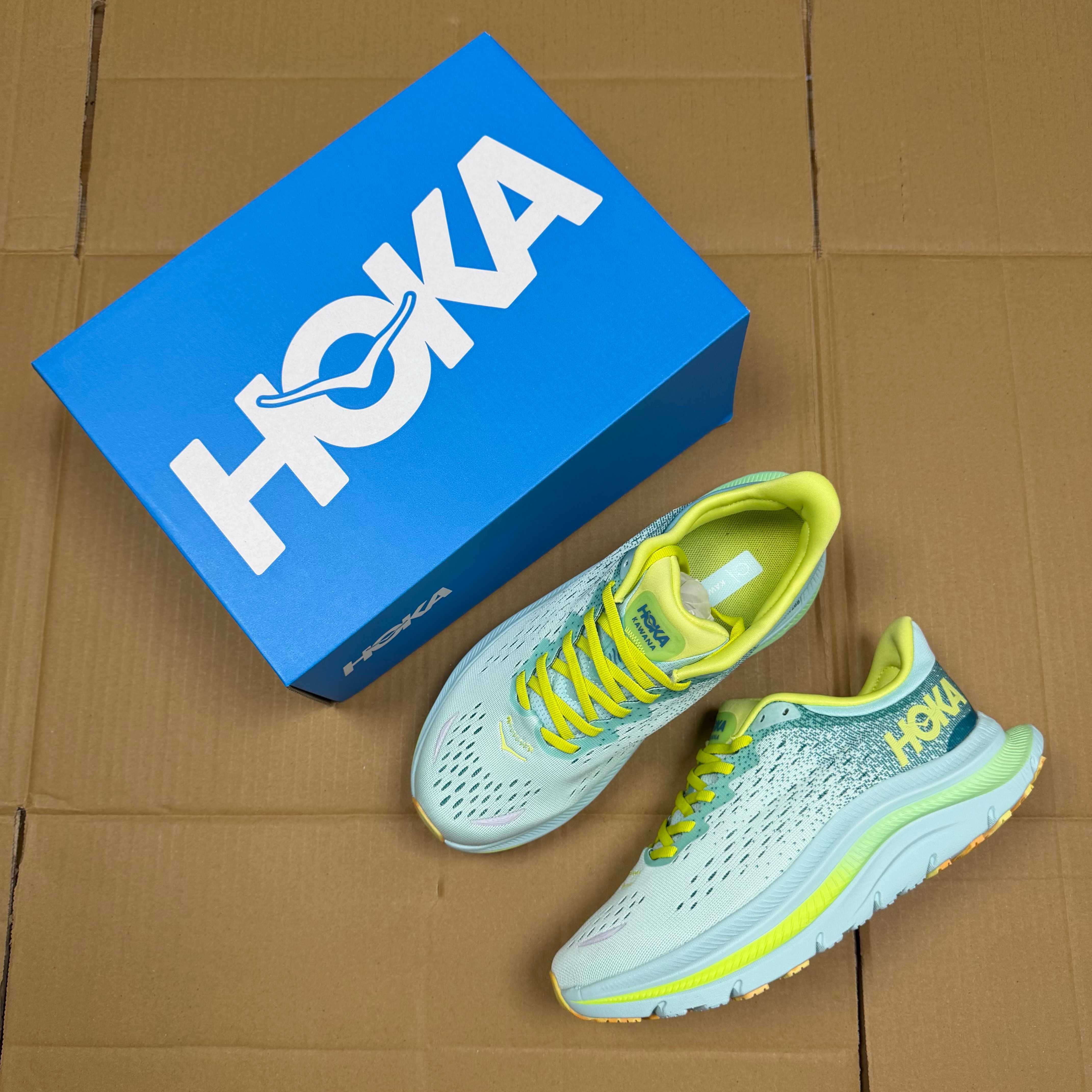 HOKA Kawana Light Blue Lime Green Yellow Running Shoe Running Sneakers BS-86925