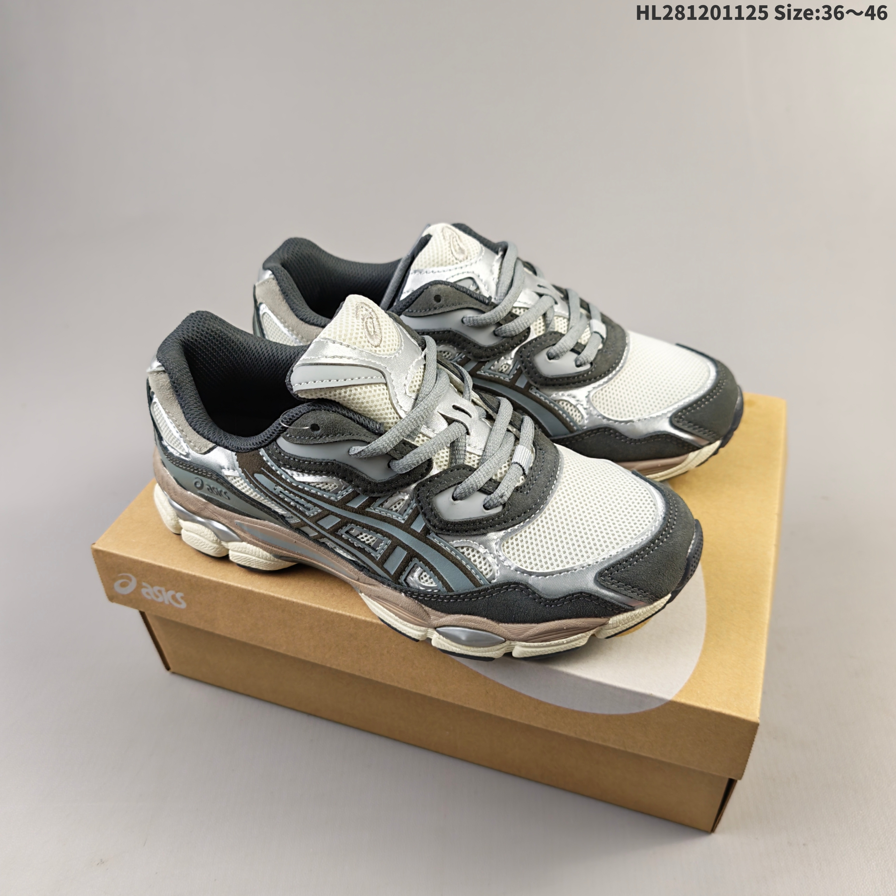 ASICS GEL-NYC Silver Dark Grey Cream EU 36-46 Running Shoe Running Sneakers - Unisex BS-69228