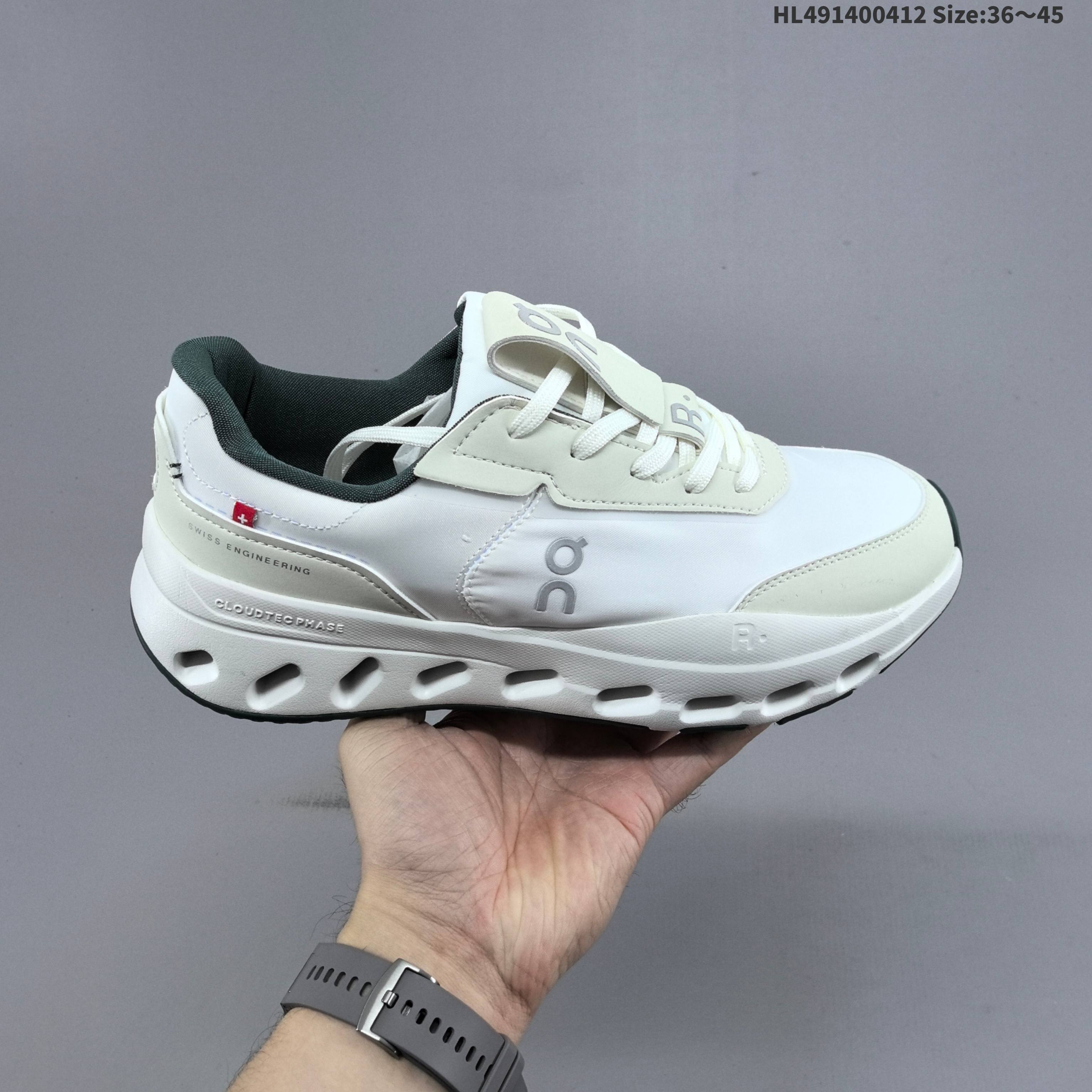 On Running THE ROGER Wildcard White Cream Dark Green EU 36-45 Running Shoe Running Sneakers - Unisex BS-69617