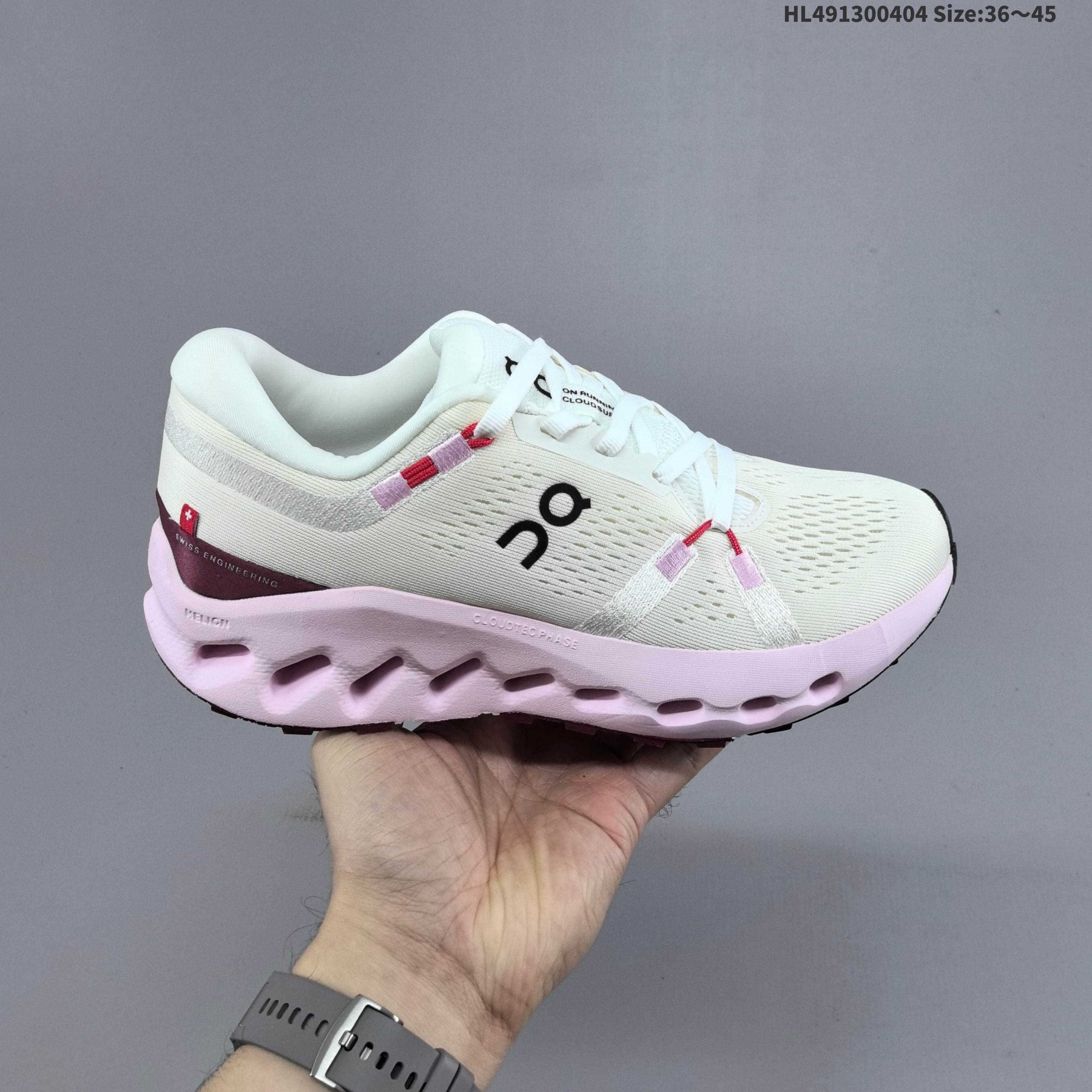 On Cloudsurfer 2 Ivory Light Pink Burgundy EU 36-45 Running Shoe Running Sneakers Unisex BS-69641