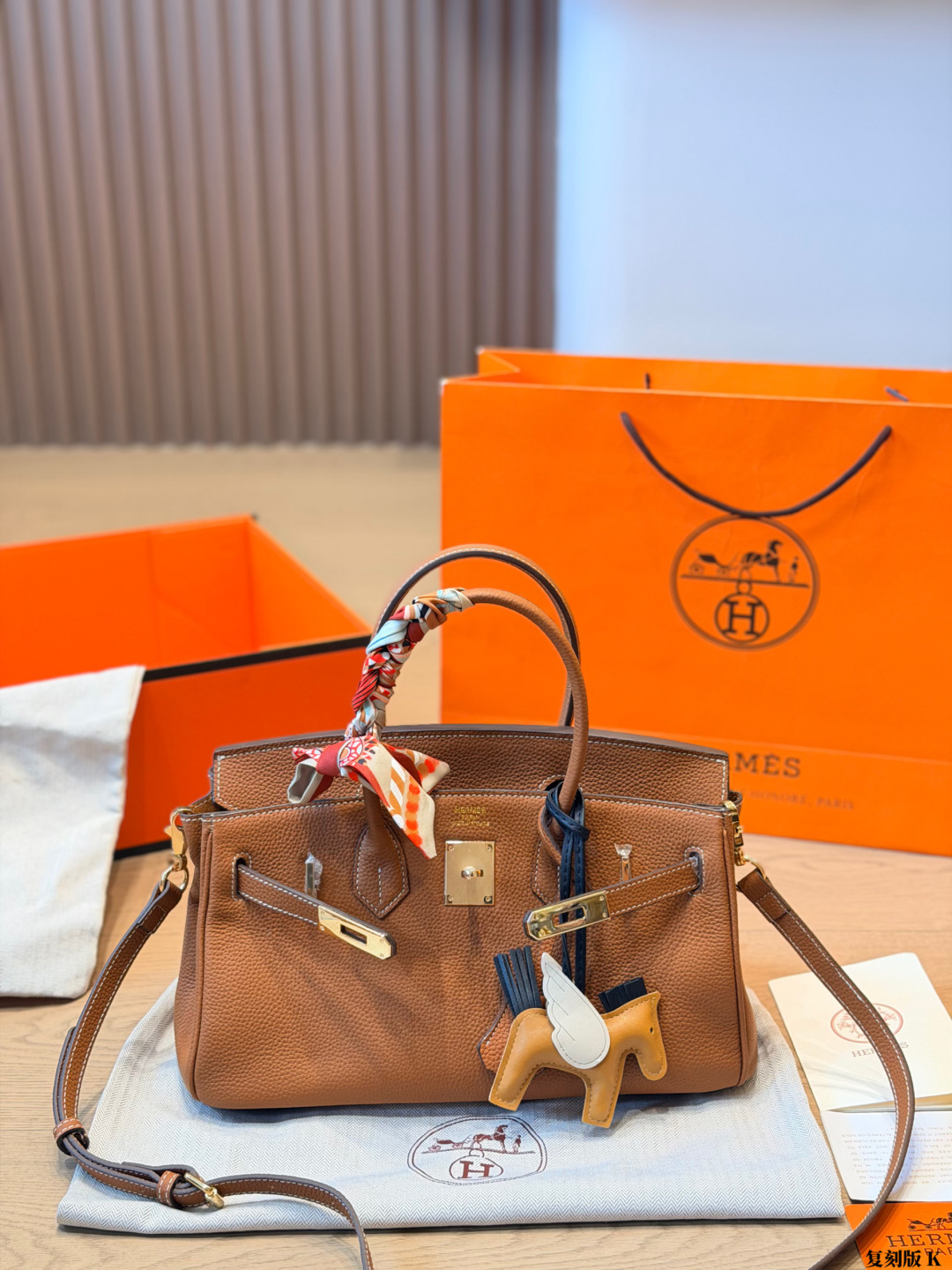 Hermes bag Hermès Birkin 30 | ​​ Togo￼ Twilly￼ Rodeo Charm￼ — 1:1 Replica For Sale